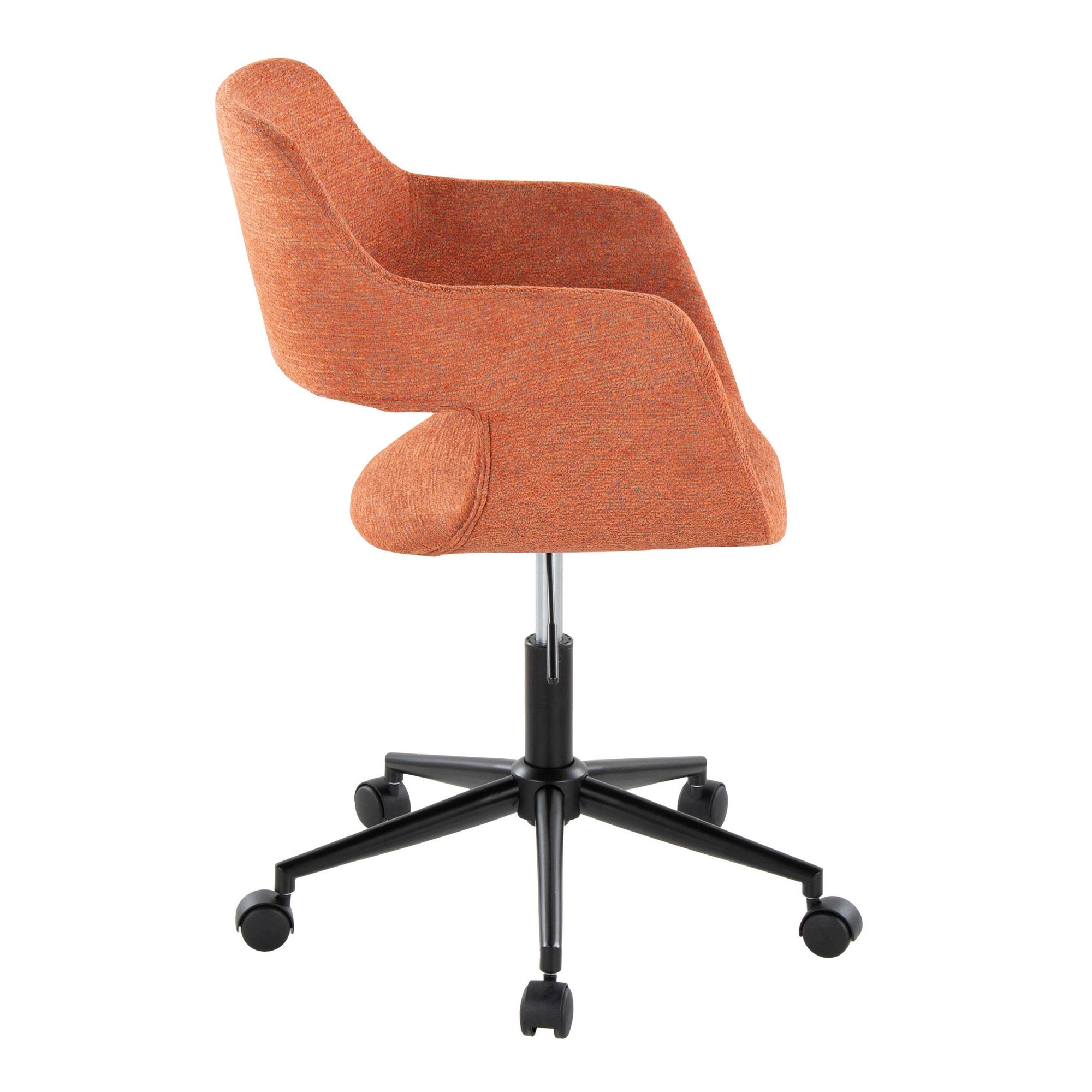 Margarite Contemporary Orange and Black Fabric Office Task Chair 4 Margarite Contemporary Orange and Black Fabric Office Task Chair - Image 4