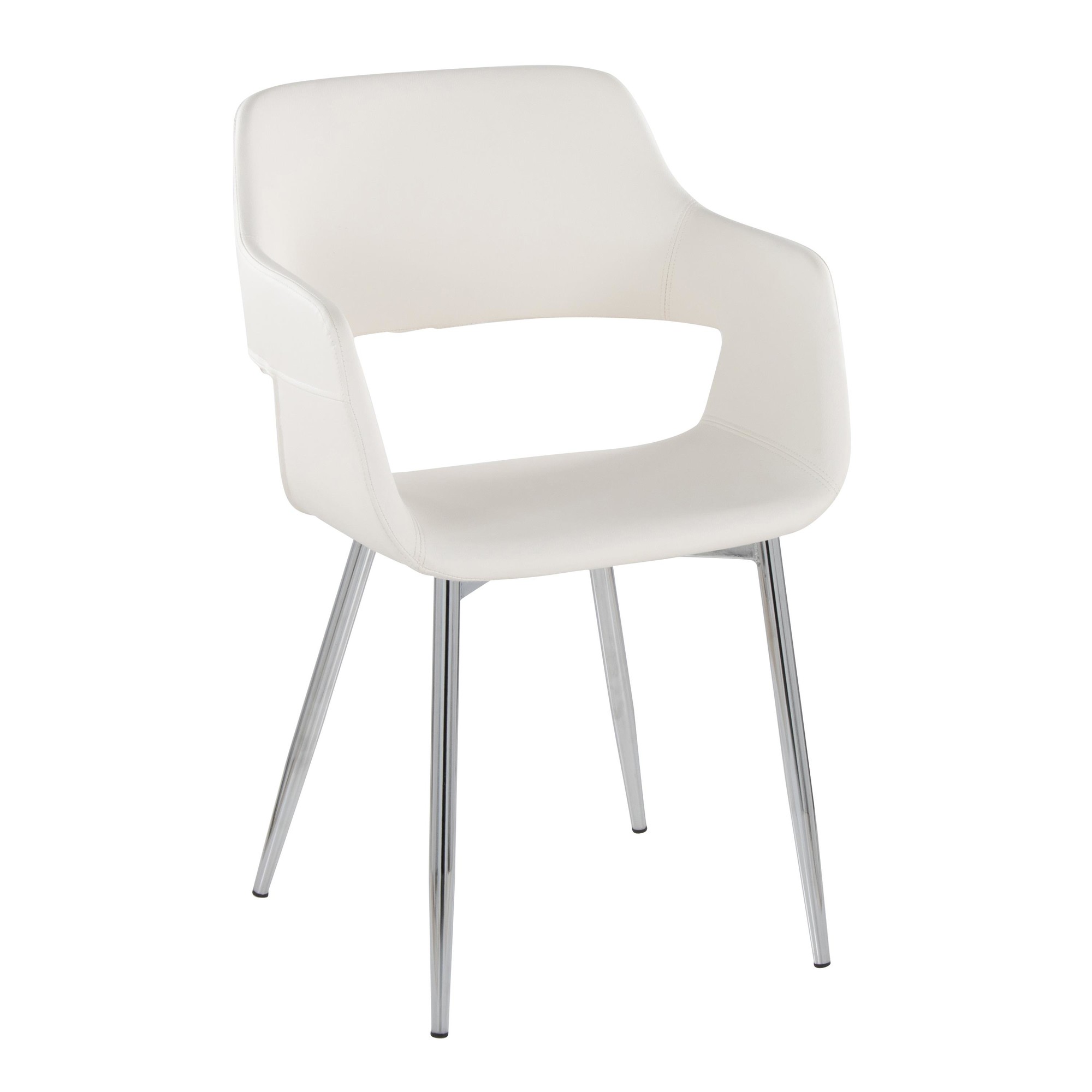 Margarite Contemporary White Faux Leather Chrome Dining Chairs (Set of 2) 4 Margarite Contemporary White Faux Leather Chrome Dining Chairs (Set of 2) - Image 4
