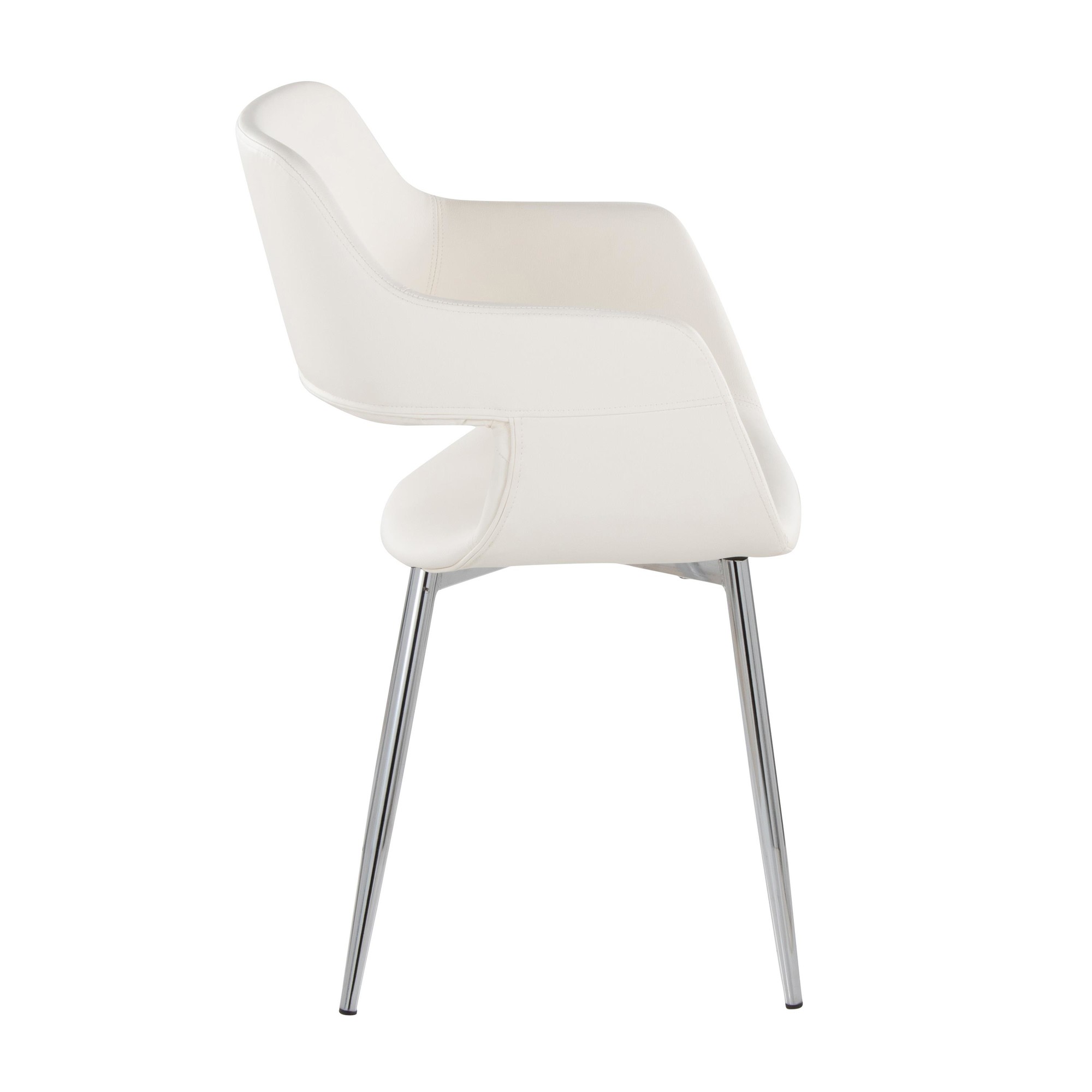 Margarite Contemporary White Faux Leather Chrome Dining Chairs (Set of 2) 5 Margarite Contemporary White Faux Leather Chrome Dining Chairs (Set of 2) - Image 5