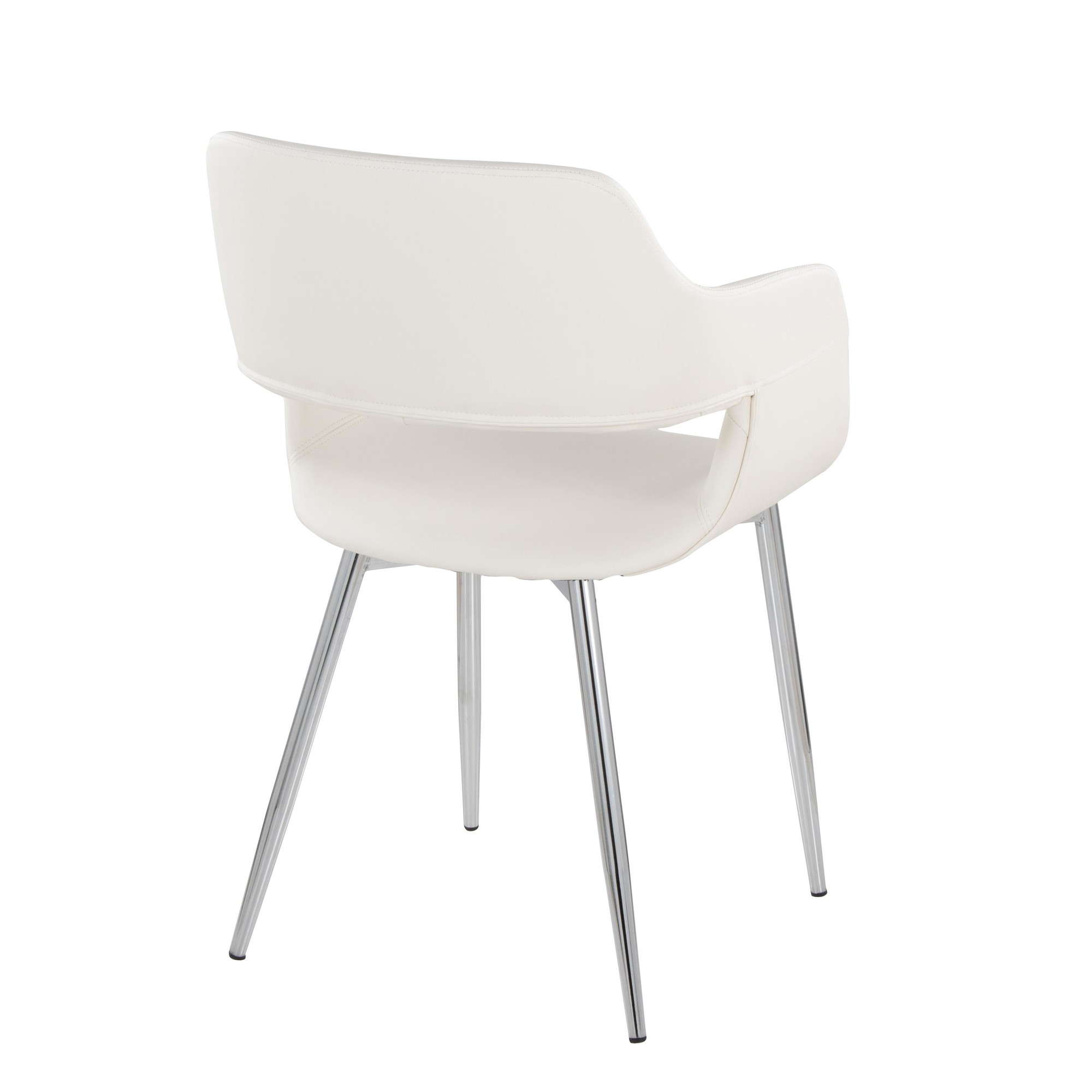Margarite Contemporary White Faux Leather Chrome Dining Chairs (Set of 2) 6 Margarite Contemporary White Faux Leather Chrome Dining Chairs (Set of 2) - Image 6