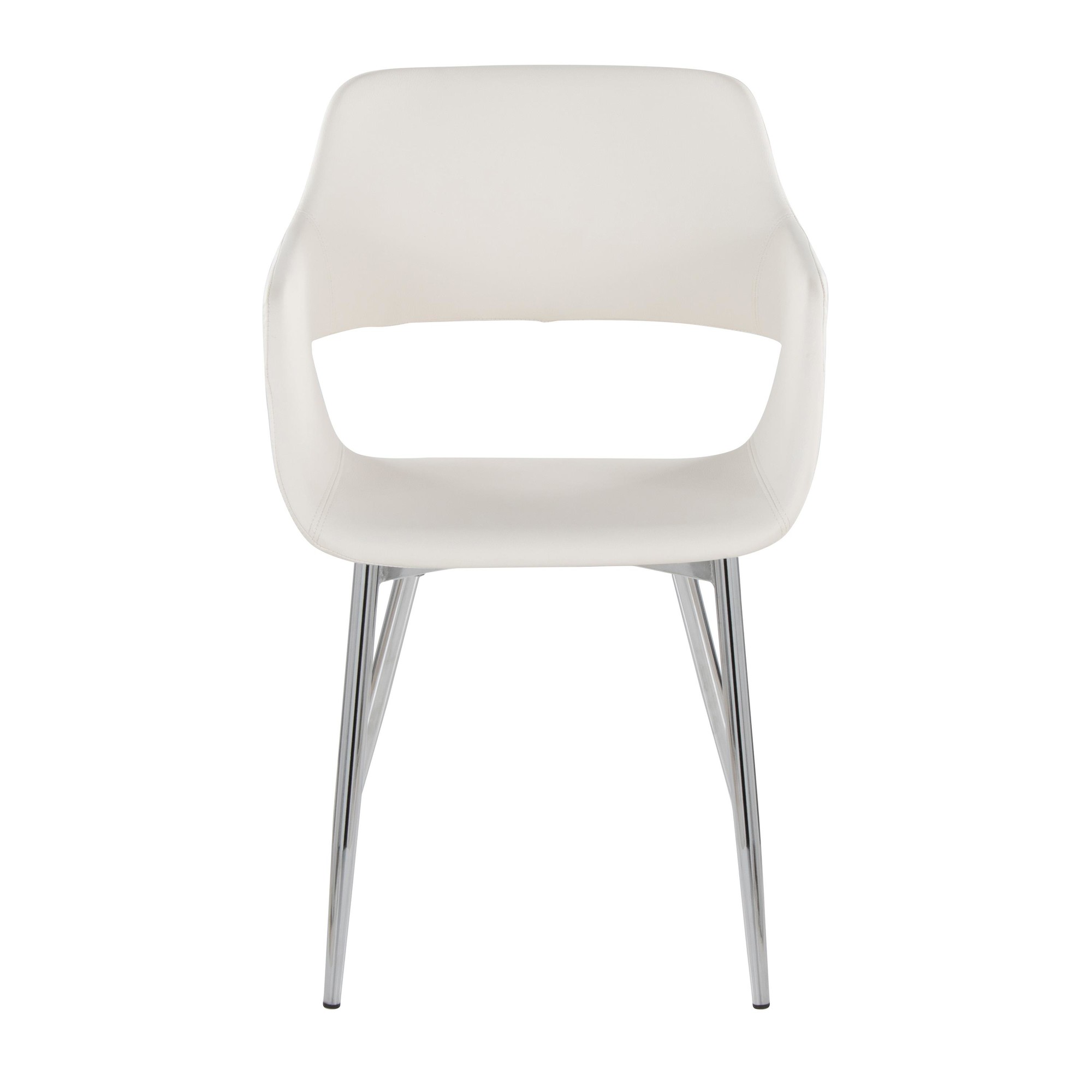 Margarite Contemporary White Faux Leather Chrome Dining Chairs (Set of 2) 8 Margarite Contemporary White Faux Leather Chrome Dining Chairs (Set of 2) - Image 8
