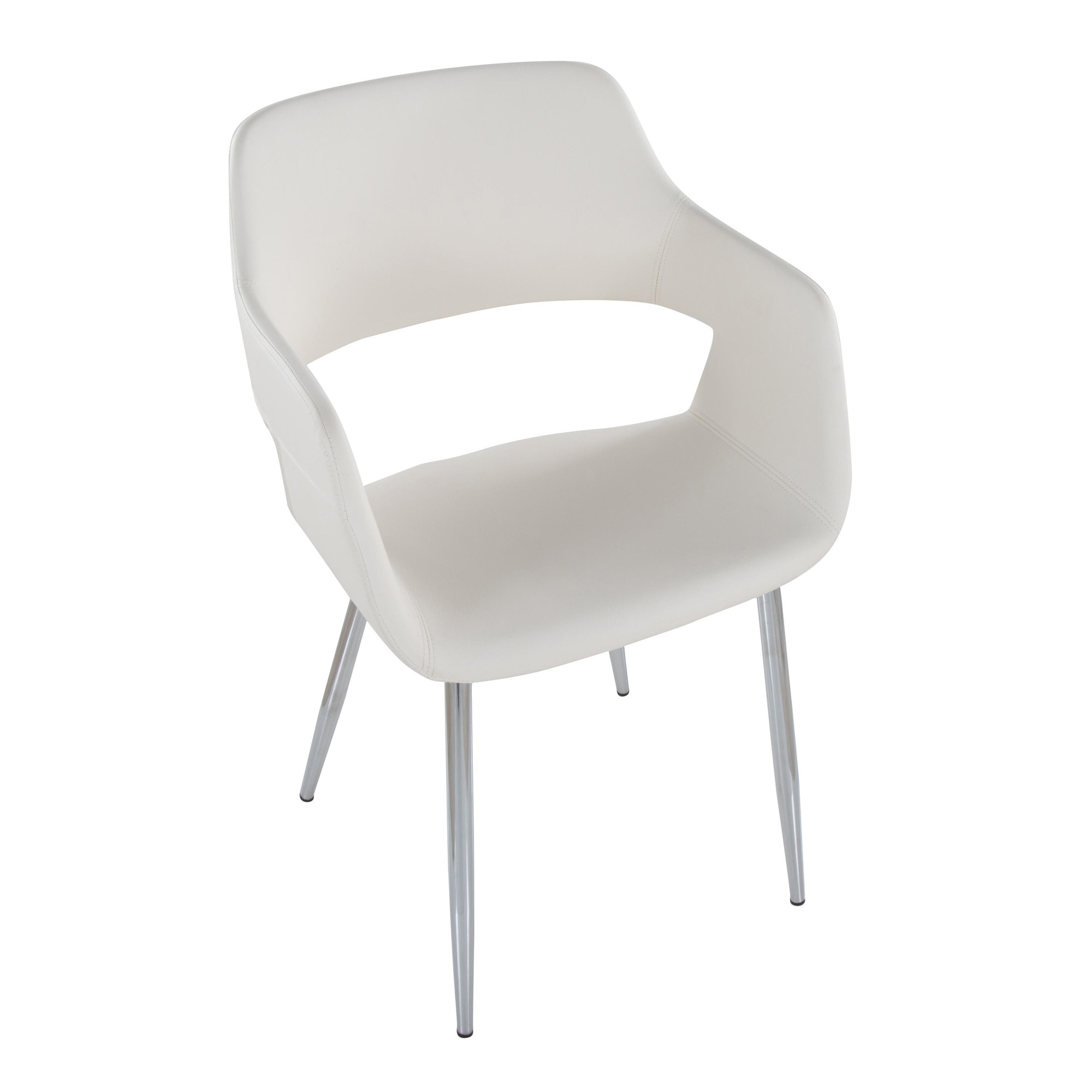 Margarite Contemporary White Faux Leather Chrome Dining Chairs (Set of 2) 9 Margarite Contemporary White Faux Leather Chrome Dining Chairs (Set of 2) - Image 9