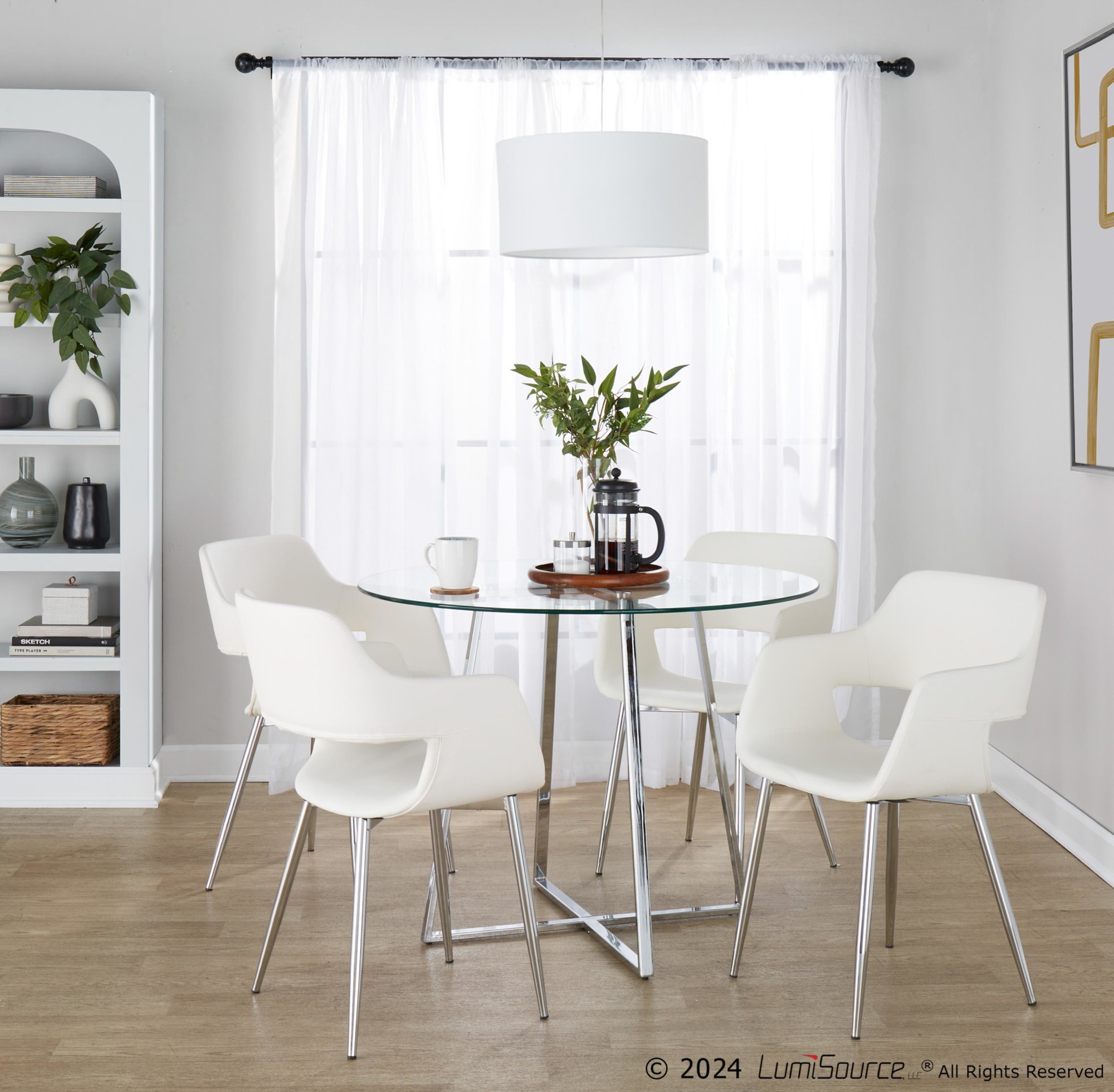 Margarite Contemporary White Faux Leather Chrome Dining Chairs (Set of 2) 1 Margarite Contemporary White Faux Leather Chrome Dining Chairs (Set of 2)