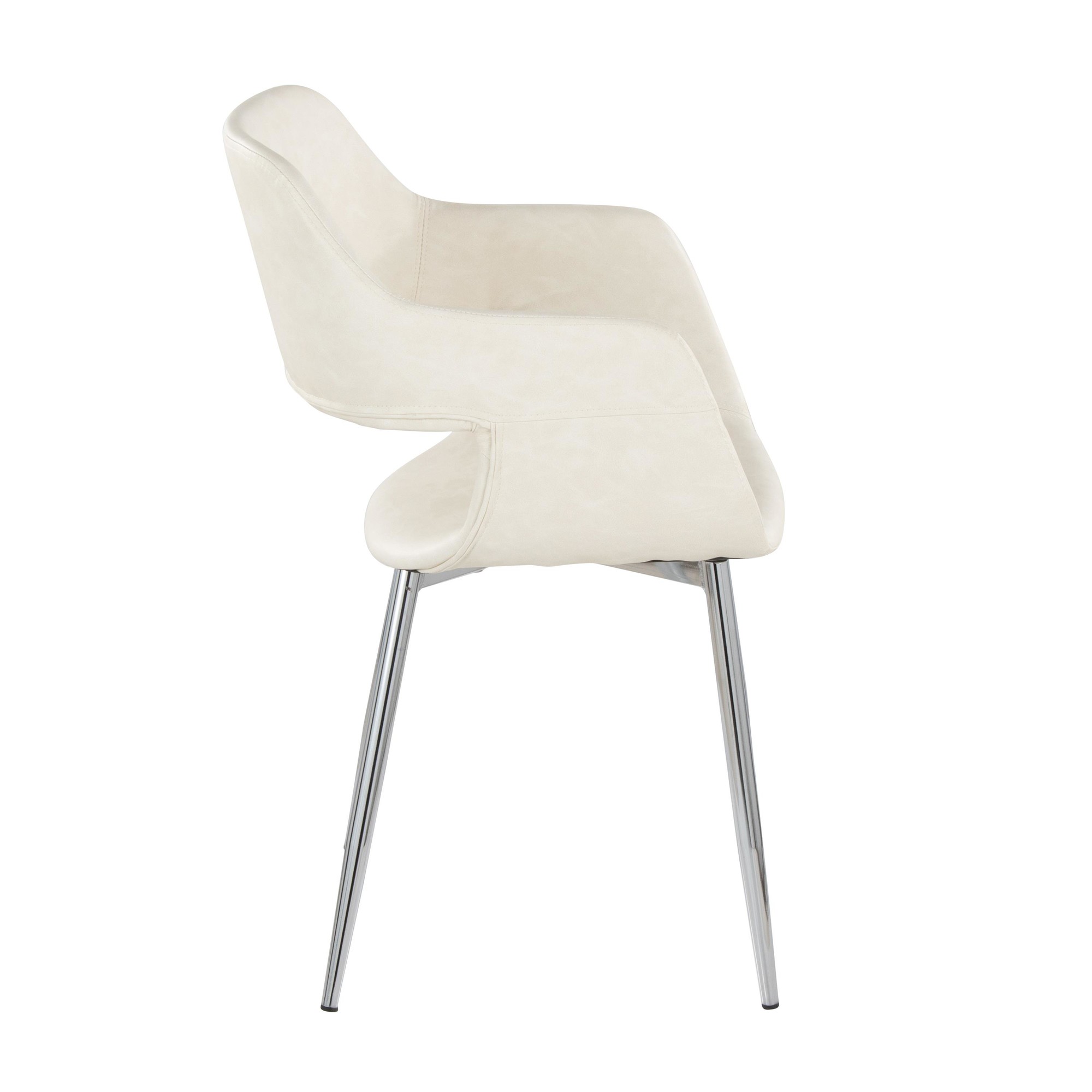 Margarite Cream Faux Leather Chrome Contemporary Dining Chairs (Set of 2) 4 Margarite Cream Faux Leather Chrome Contemporary Dining Chairs (Set of 2) - Image 4