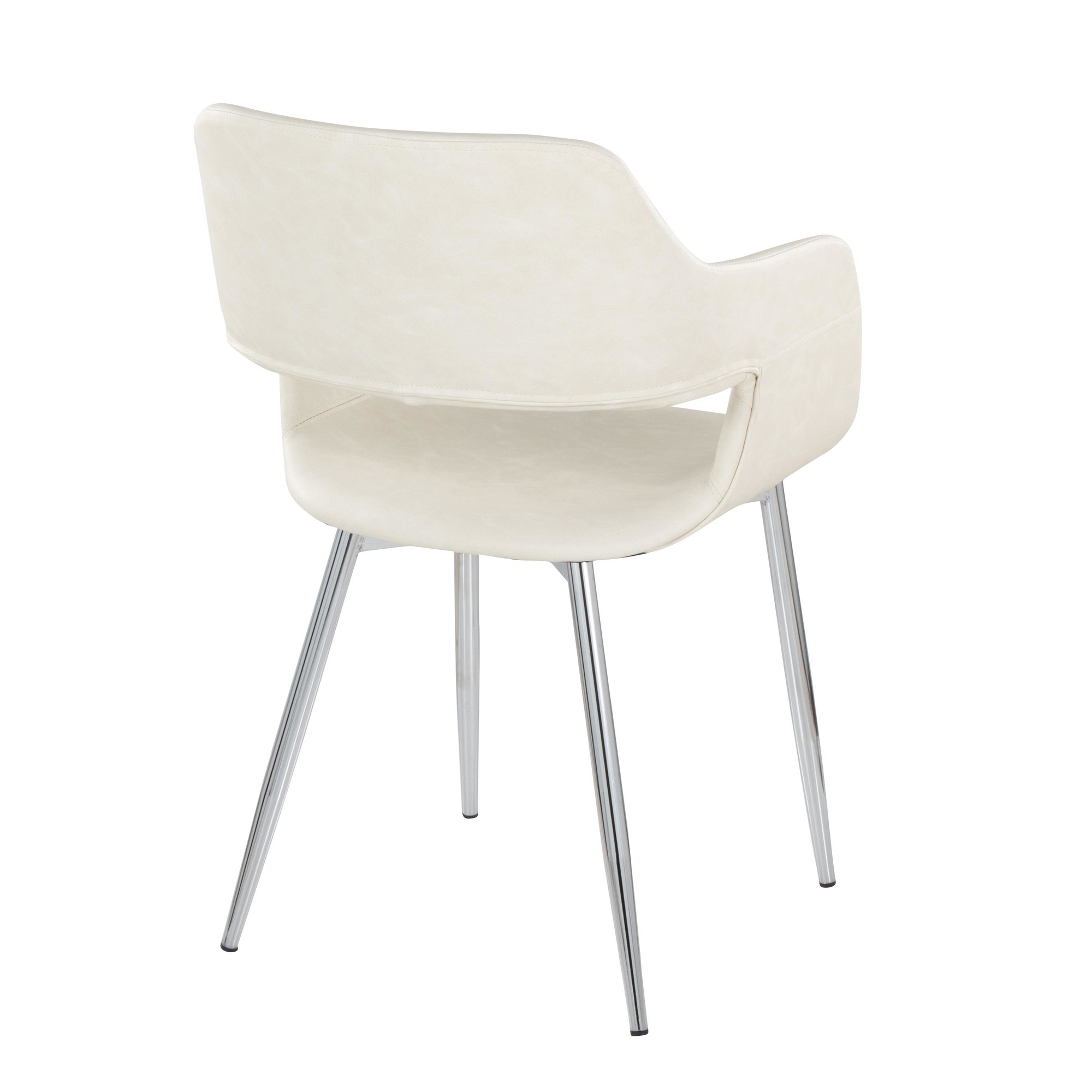 Margarite Cream Faux Leather Chrome Contemporary Dining Chairs (Set of 2) 5 Margarite Cream Faux Leather Chrome Contemporary Dining Chairs (Set of 2) - Image 5