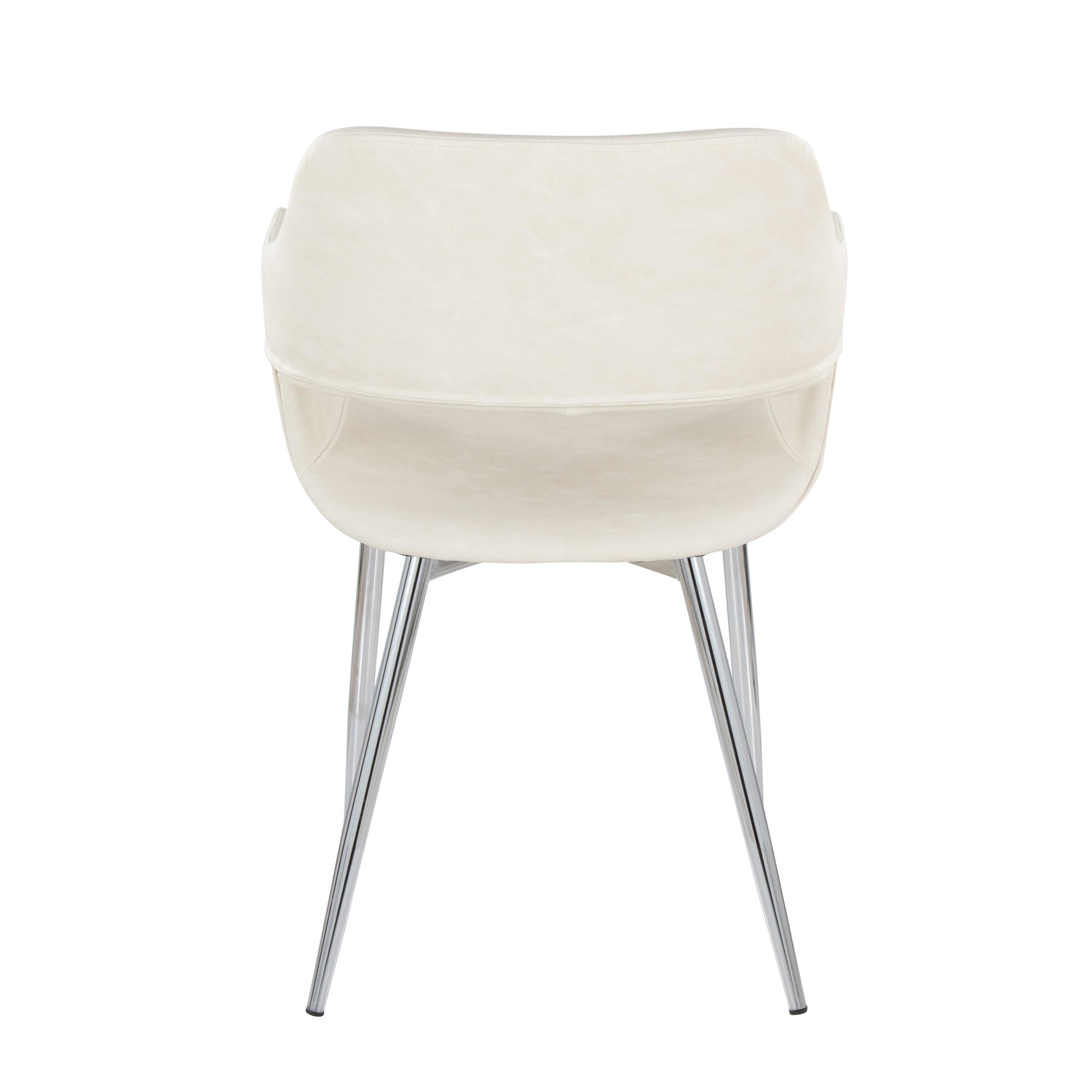 Margarite Cream Faux Leather Chrome Contemporary Dining Chairs (Set of 2) 6 Margarite Cream Faux Leather Chrome Contemporary Dining Chairs (Set of 2) - Image 6