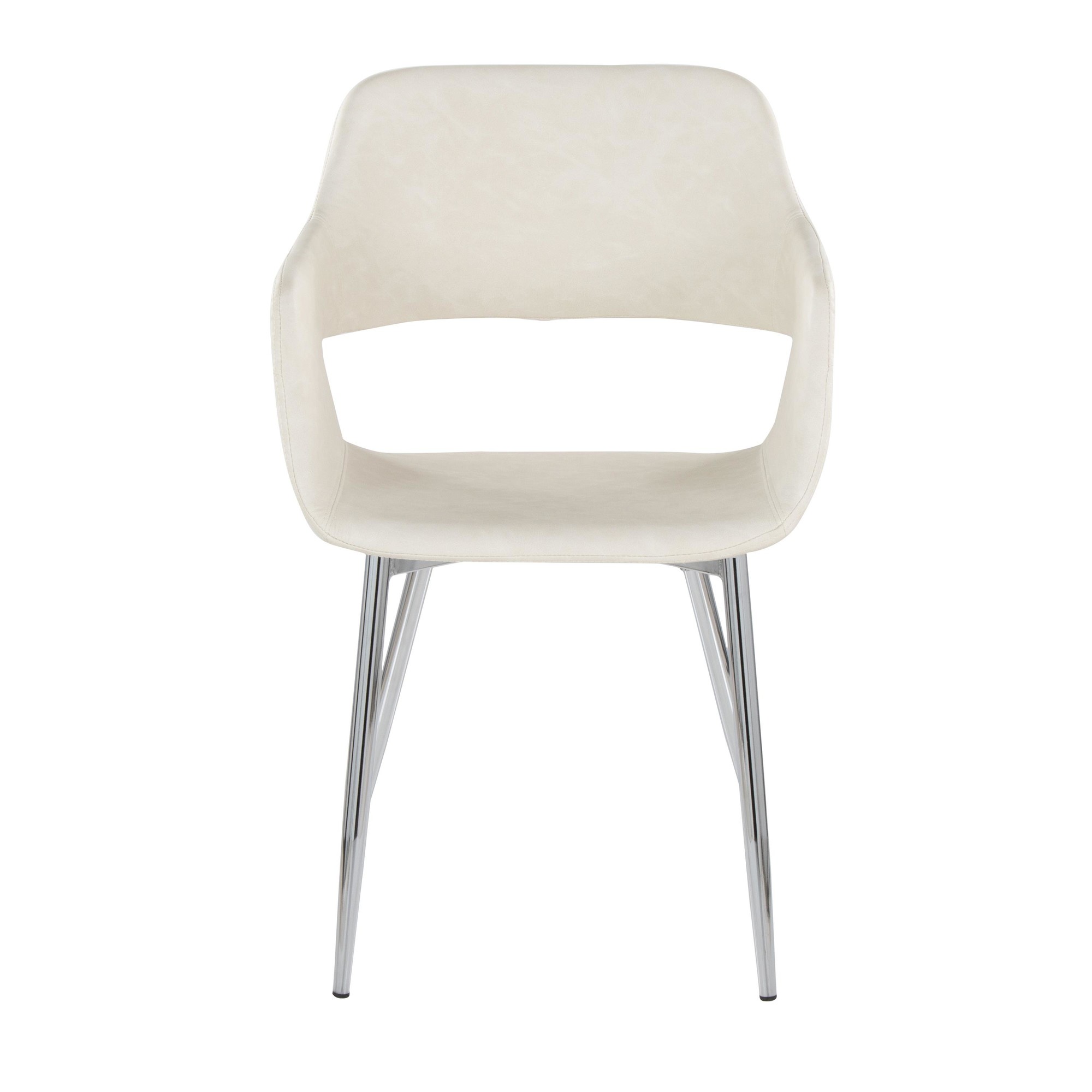 Margarite Cream Faux Leather Chrome Contemporary Dining Chairs (Set of 2) 7 Margarite Cream Faux Leather Chrome Contemporary Dining Chairs (Set of 2) - Image 7