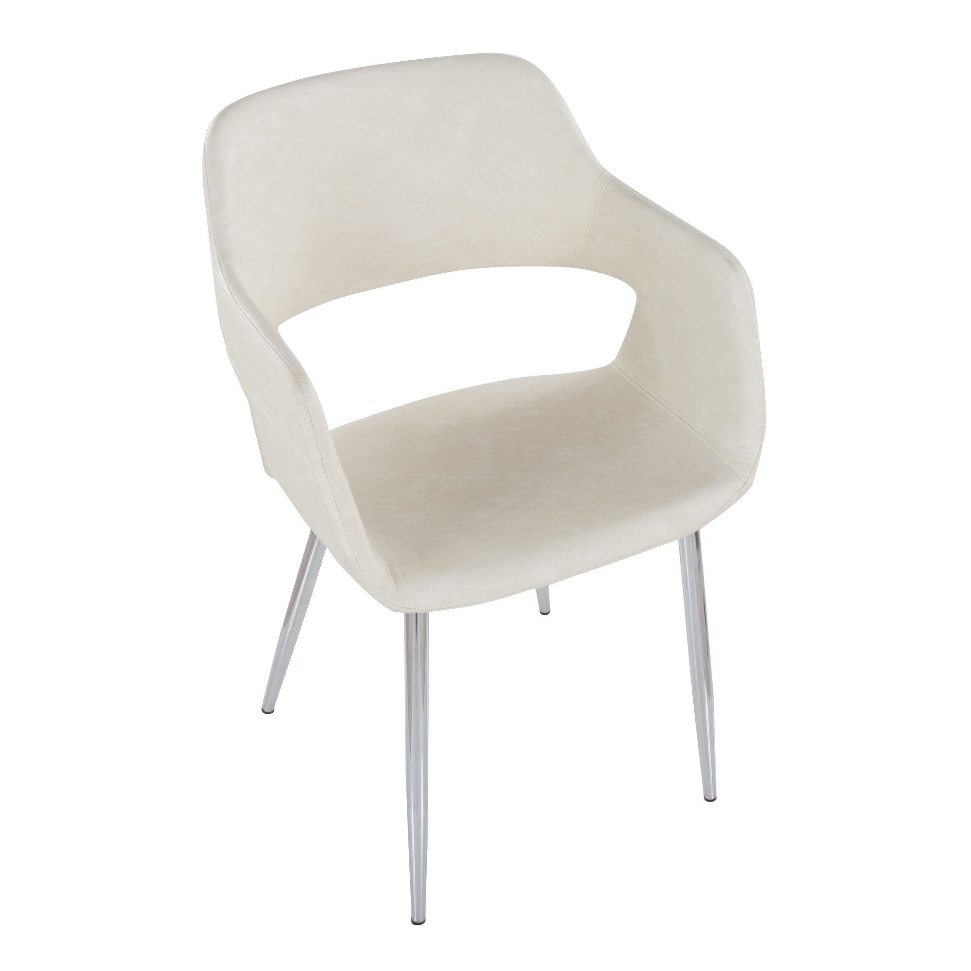 Margarite Cream Faux Leather Chrome Contemporary Dining Chairs (Set of 2) 8 Margarite Cream Faux Leather Chrome Contemporary Dining Chairs (Set of 2) - Image 8