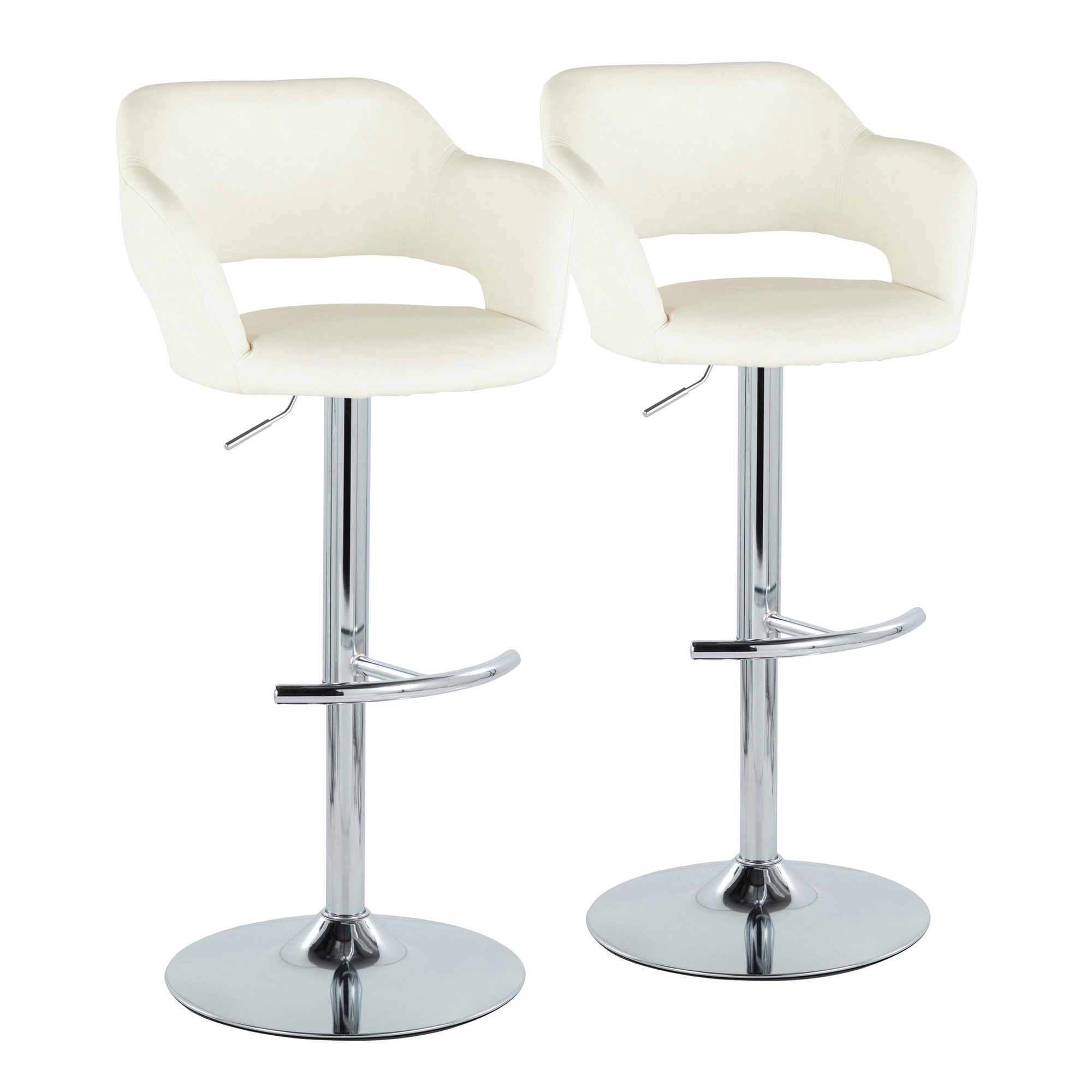 Margarite Cream Faux Leather Contemporary Swivel Barstools (Set of 2) 5 Margarite Cream Faux Leather Contemporary Swivel Barstools (Set of 2) - Image 5