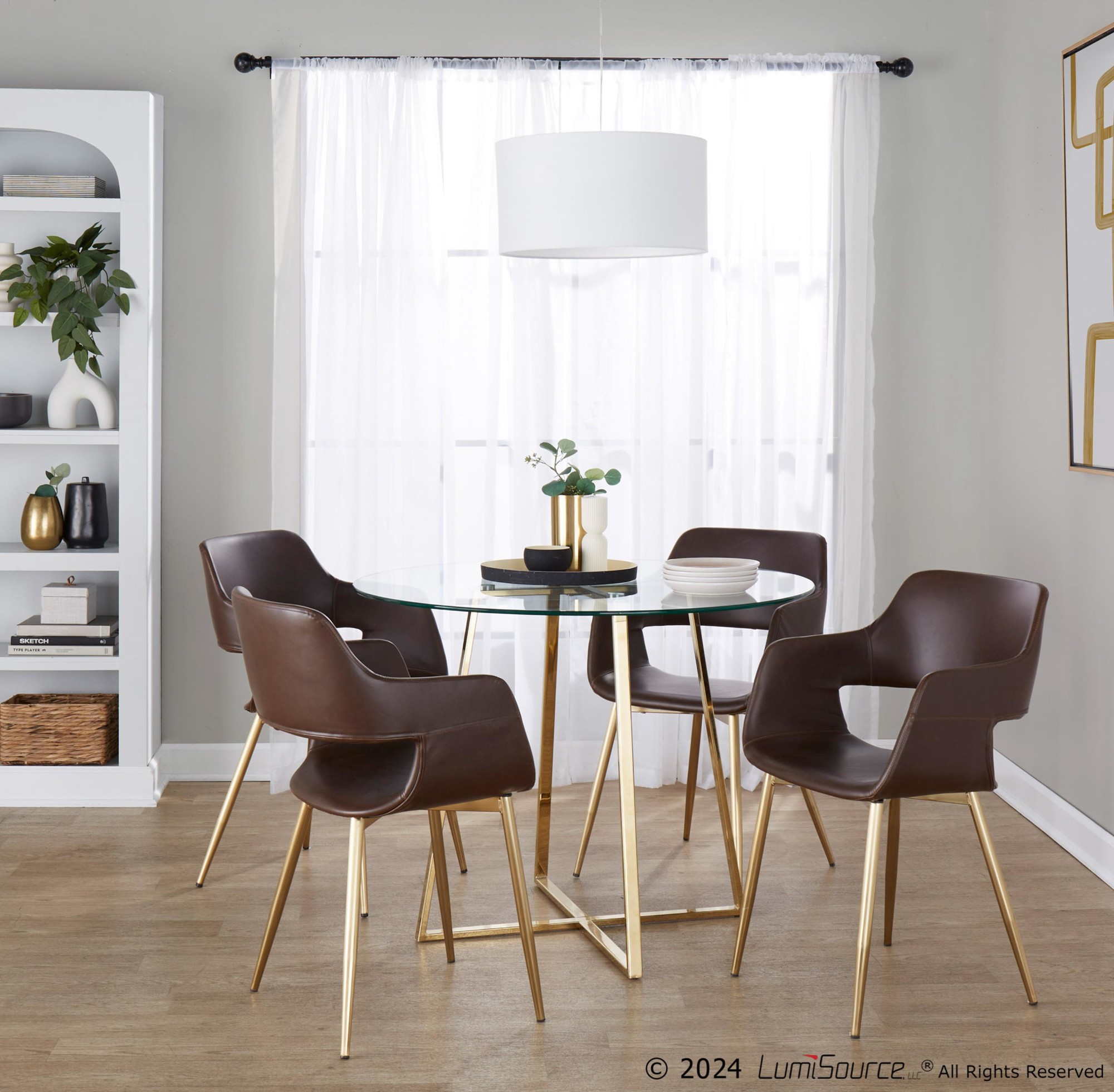 Margarite Gold and Espresso Contemporary Accent Chairs (Set of 2) 2 Margarite Gold and Espresso Contemporary Accent Chairs (Set of 2) - Image 2