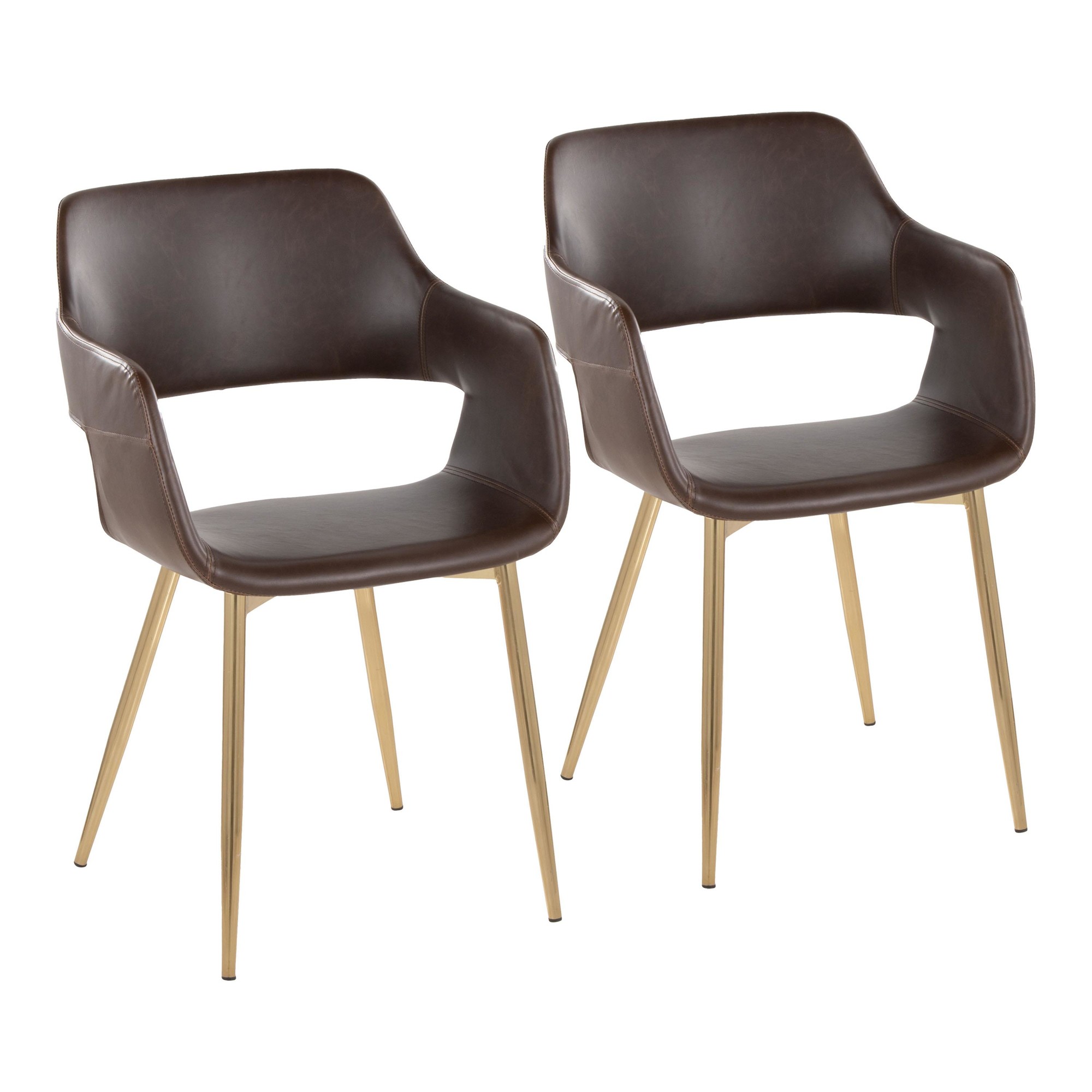 Margarite Gold and Espresso Contemporary Accent Chairs (Set of 2) 3 Margarite Gold and Espresso Contemporary Accent Chairs (Set of 2) - Image 3