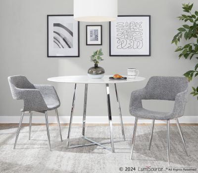 Margarite Grey Fabric Contemporary Dining Accent Chairs (Set of 2)