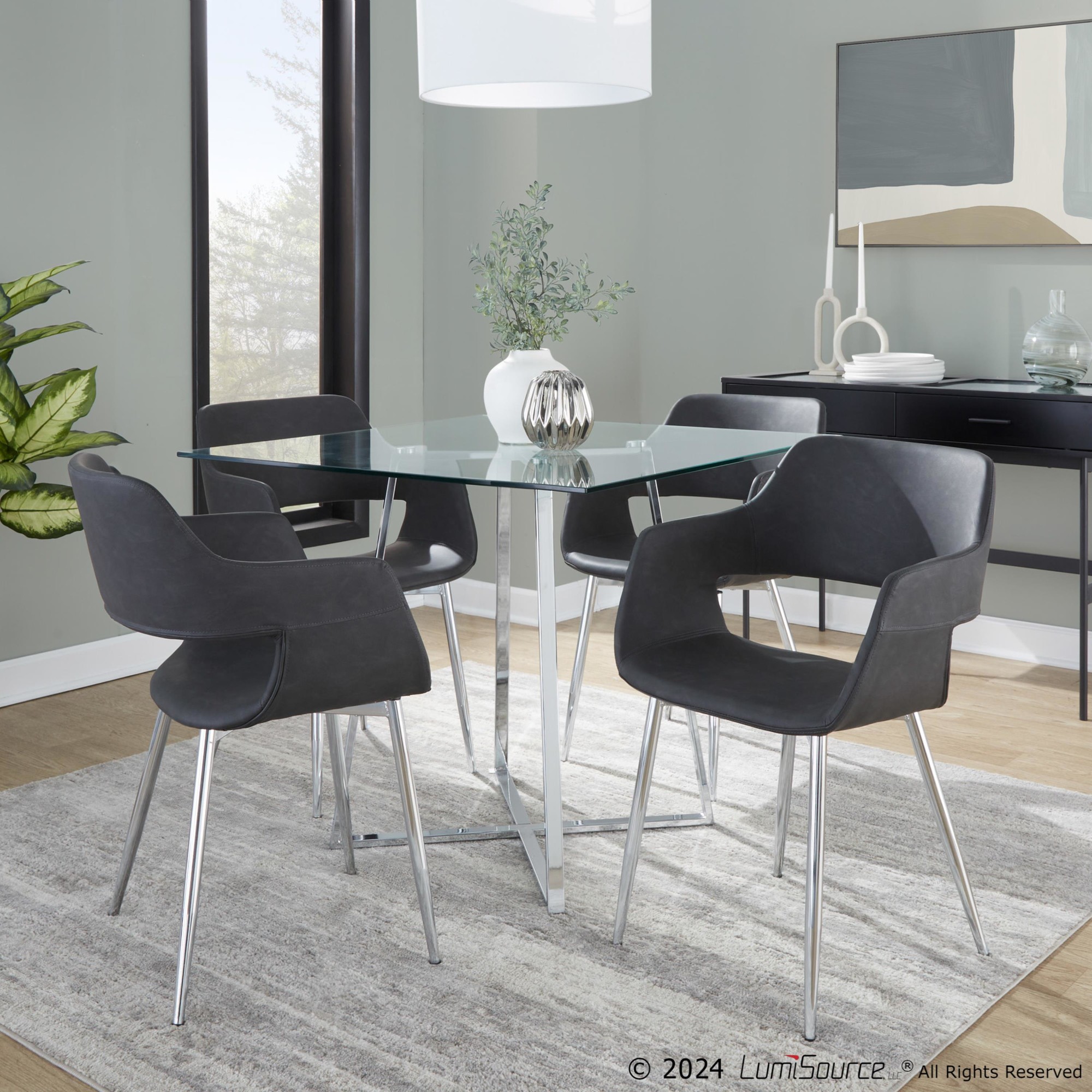 Margarite Grey Faux Leather Contemporary Dining Chairs (Set of 2) 1 Margarite Grey Faux Leather Contemporary Dining Chairs (Set of 2)