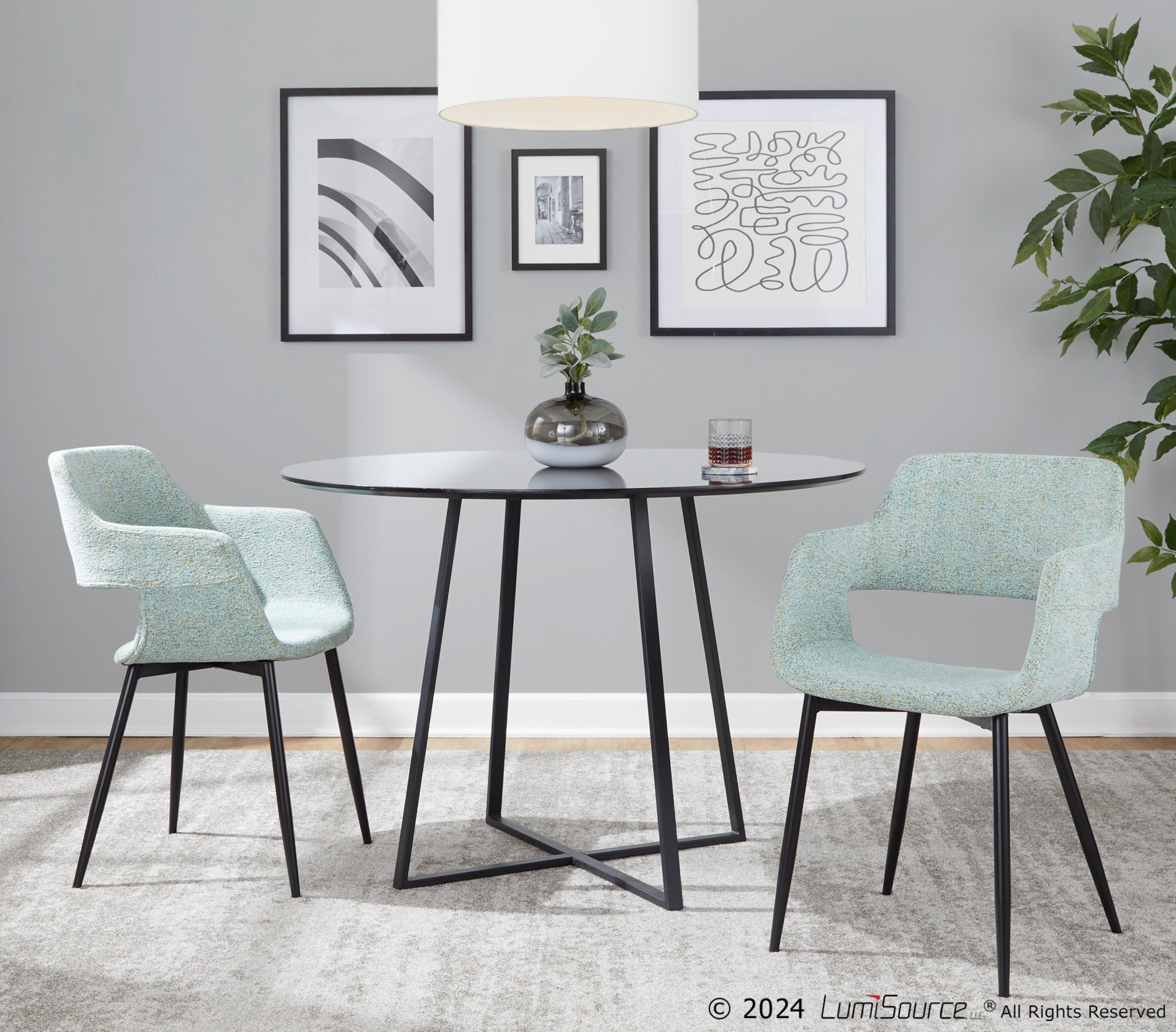 Margarite Mid-Century Light Green Dining Accent Chairs (Set of 2) 2 Margarite Mid-Century Light Green Dining Accent Chairs (Set of 2) - Image 2