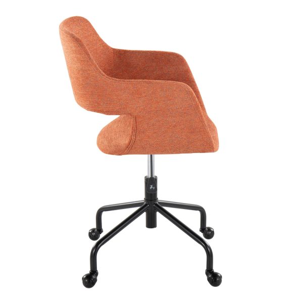 Margarite Orange Fabric Black Metal Contemporary Adjustable Office Chair 1