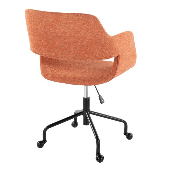 Margarite Orange Fabric Black Metal Contemporary Adjustable Office Chair 2