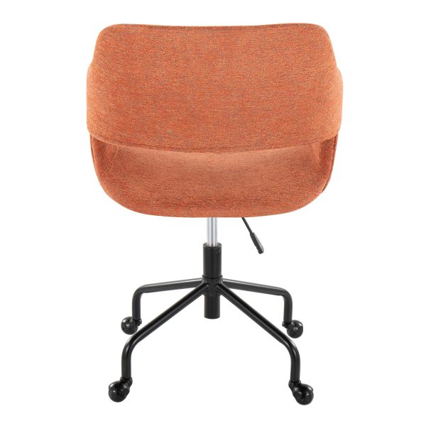 Margarite Orange Fabric Black Metal Contemporary Adjustable Office Chair 3