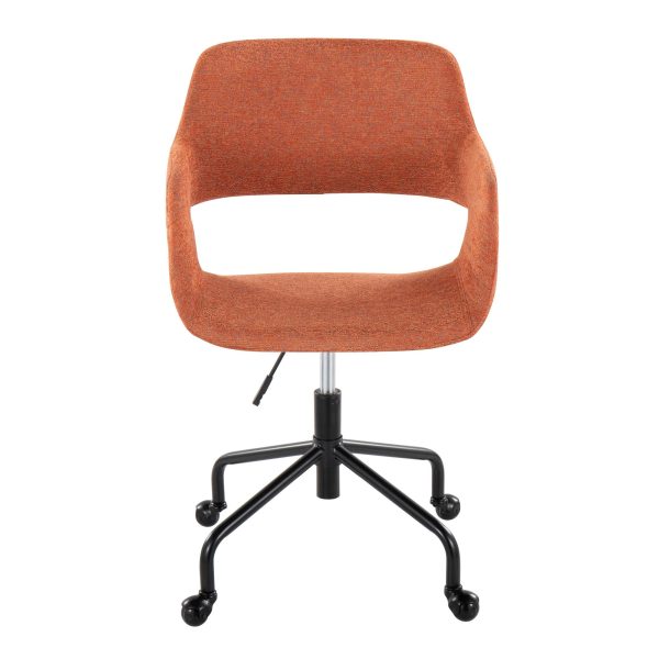 Margarite Orange Fabric Black Metal Contemporary Adjustable Office Chair 4