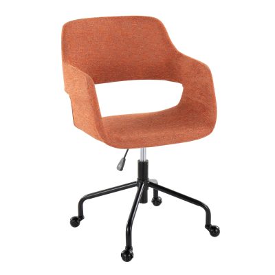Margarite Orange Fabric Black Metal Contemporary Adjustable Office Chair