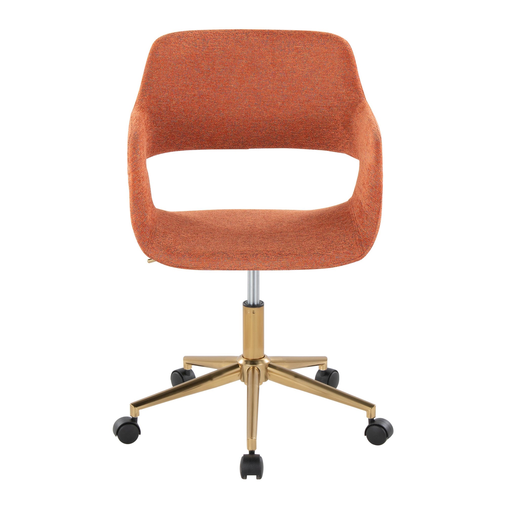 Margarite Orange Fabric Contemporary Gold Metal Task Chair 7 Margarite Orange Fabric Contemporary Gold Metal Task Chair - Image 7