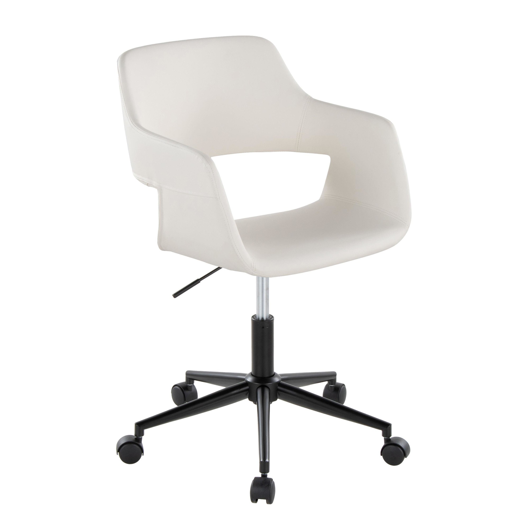Margarite White Faux Leather Contemporary Black Metal Task Chair 2 Margarite White Faux Leather Contemporary Black Metal Task Chair - Image 2