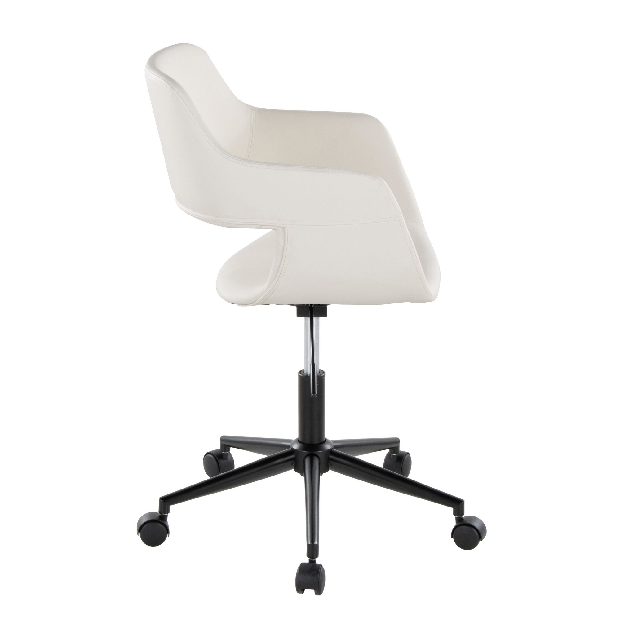 Margarite White Faux Leather Contemporary Black Metal Task Chair 3 Margarite White Faux Leather Contemporary Black Metal Task Chair - Image 3