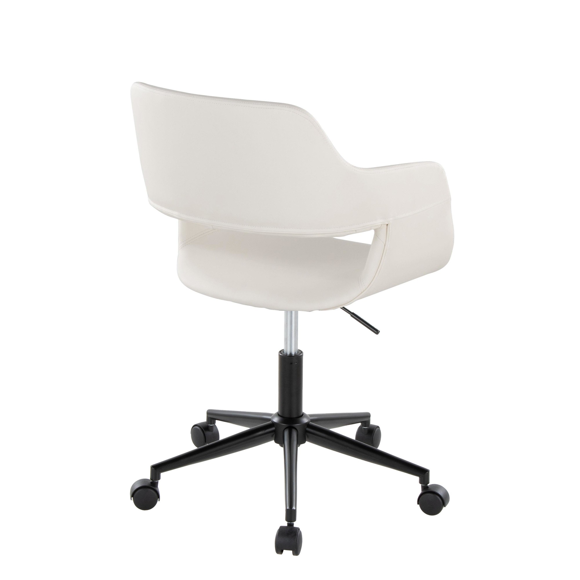 Margarite White Faux Leather Contemporary Black Metal Task Chair 4 Margarite White Faux Leather Contemporary Black Metal Task Chair - Image 4