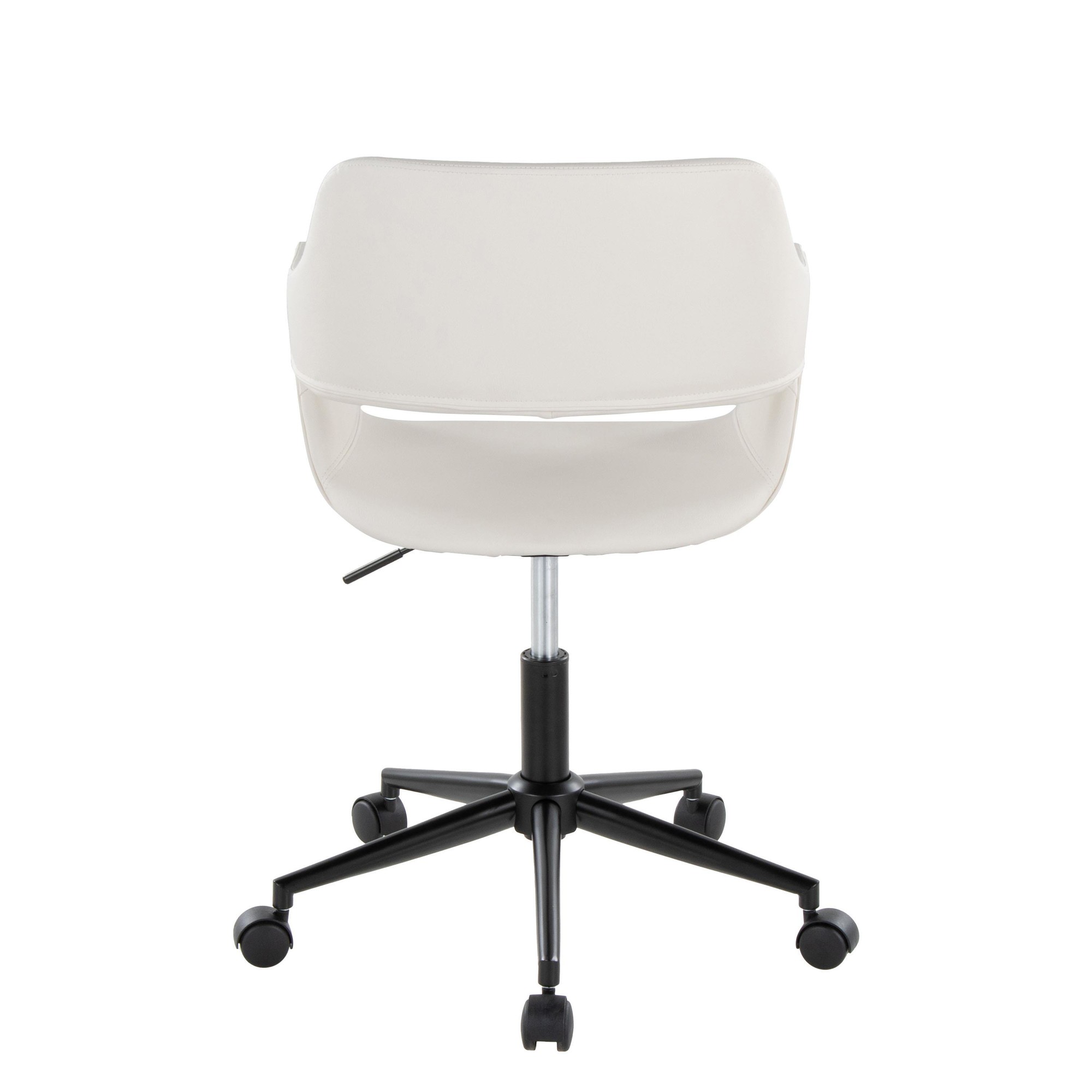 Margarite White Faux Leather Contemporary Black Metal Task Chair 5 Margarite White Faux Leather Contemporary Black Metal Task Chair - Image 5