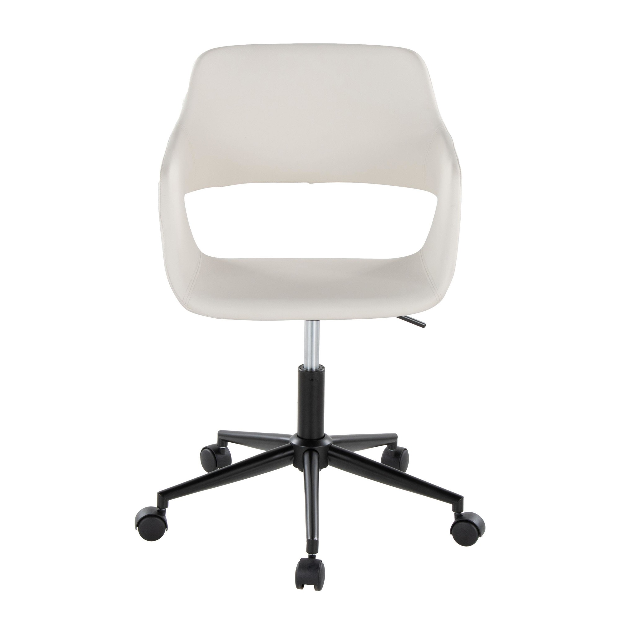 Margarite White Faux Leather Contemporary Black Metal Task Chair 6 Margarite White Faux Leather Contemporary Black Metal Task Chair - Image 6