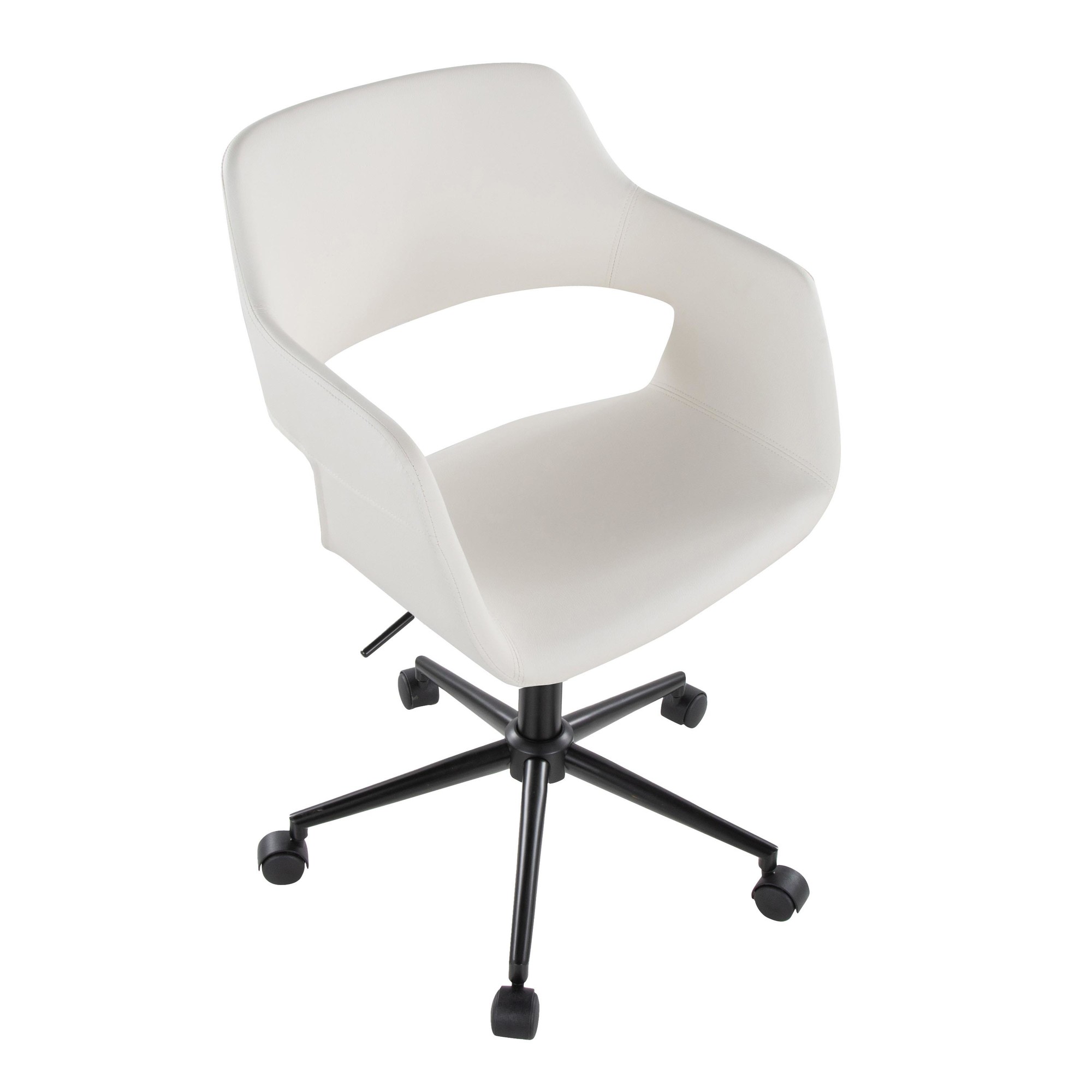 Margarite White Faux Leather Contemporary Black Metal Task Chair 7 Margarite White Faux Leather Contemporary Black Metal Task Chair - Image 7