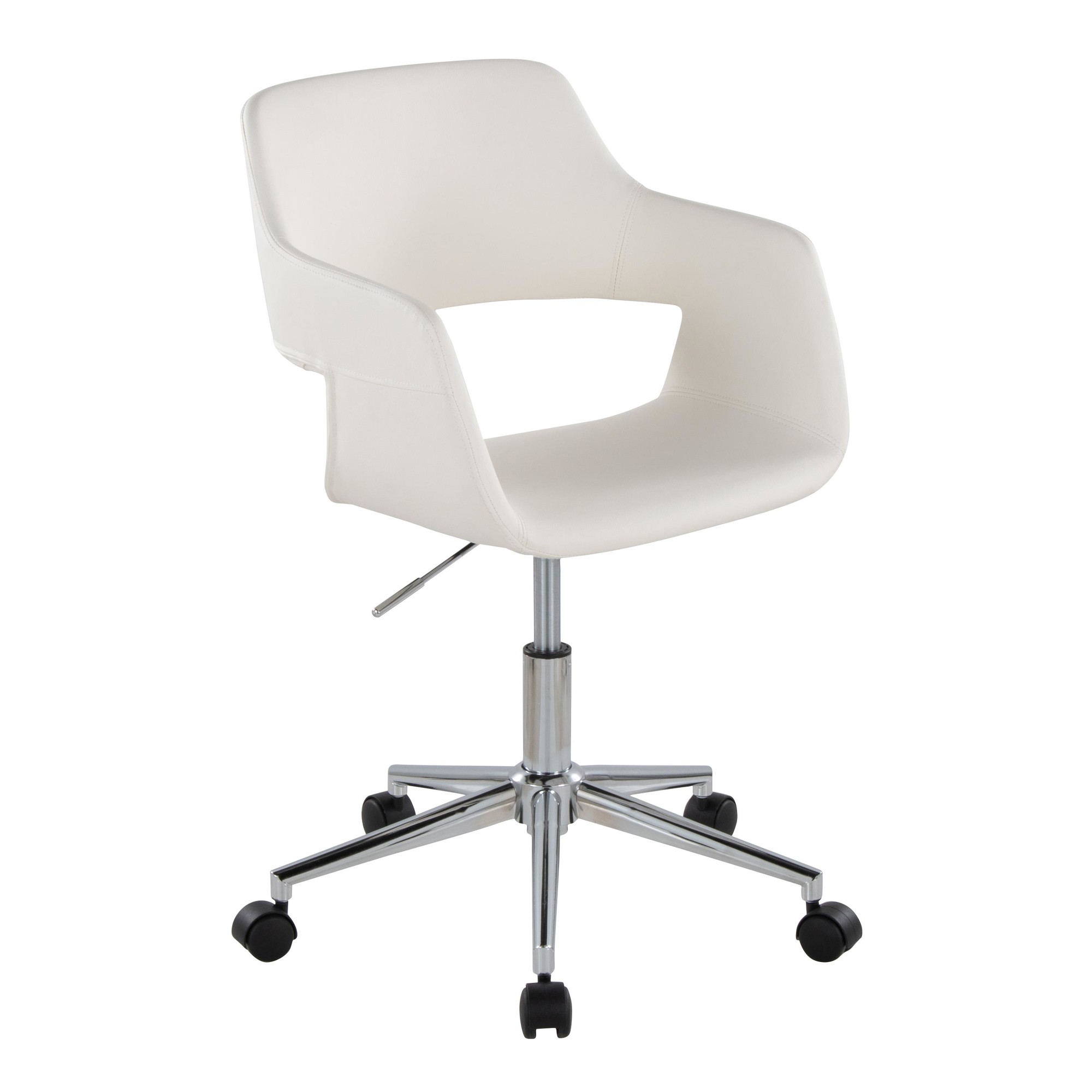 Margarite White Faux Leather Contemporary Task Chair Chrome 2 Margarite White Faux Leather Contemporary Task Chair Chrome - Image 2