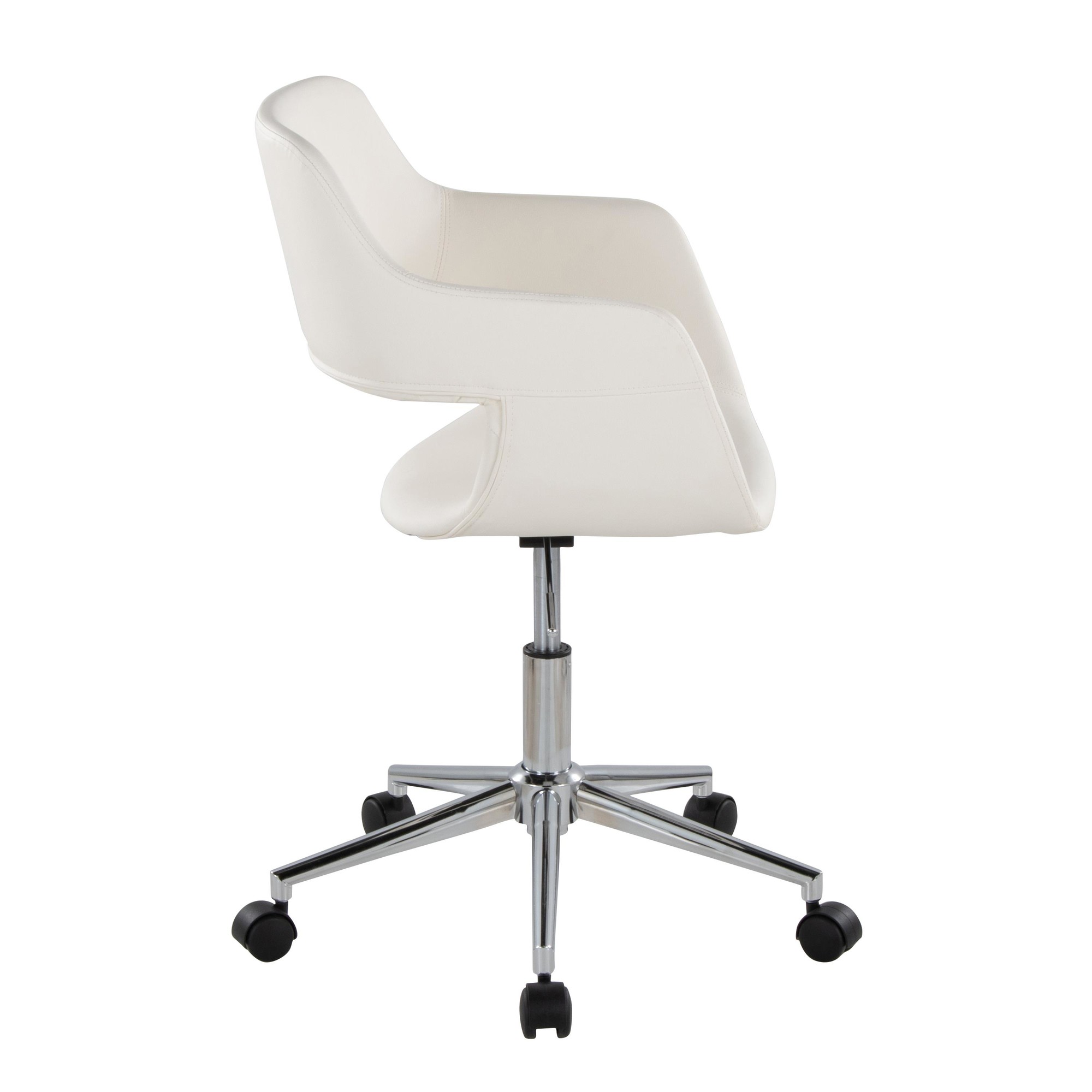 Margarite White Faux Leather Contemporary Task Chair Chrome 3 Margarite White Faux Leather Contemporary Task Chair Chrome - Image 3