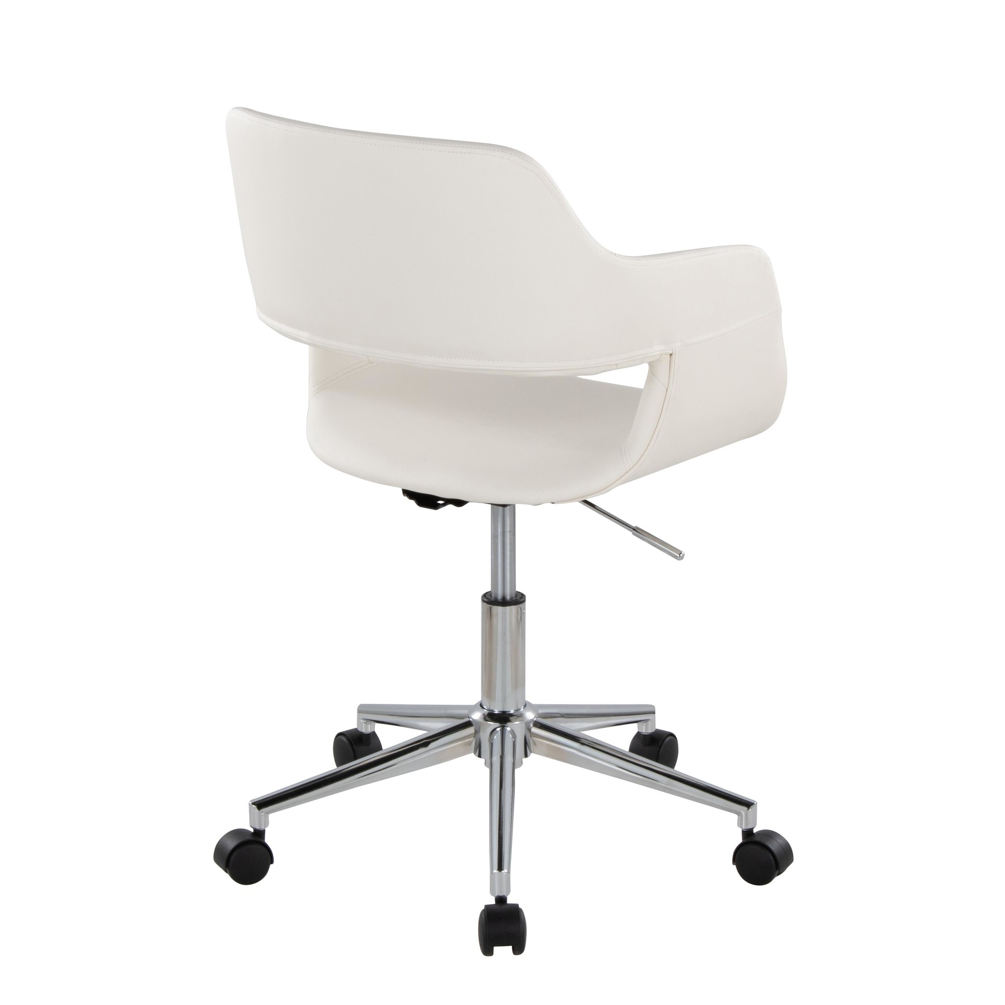 Margarite White Faux Leather Contemporary Task Chair Chrome 4 Margarite White Faux Leather Contemporary Task Chair Chrome - Image 4