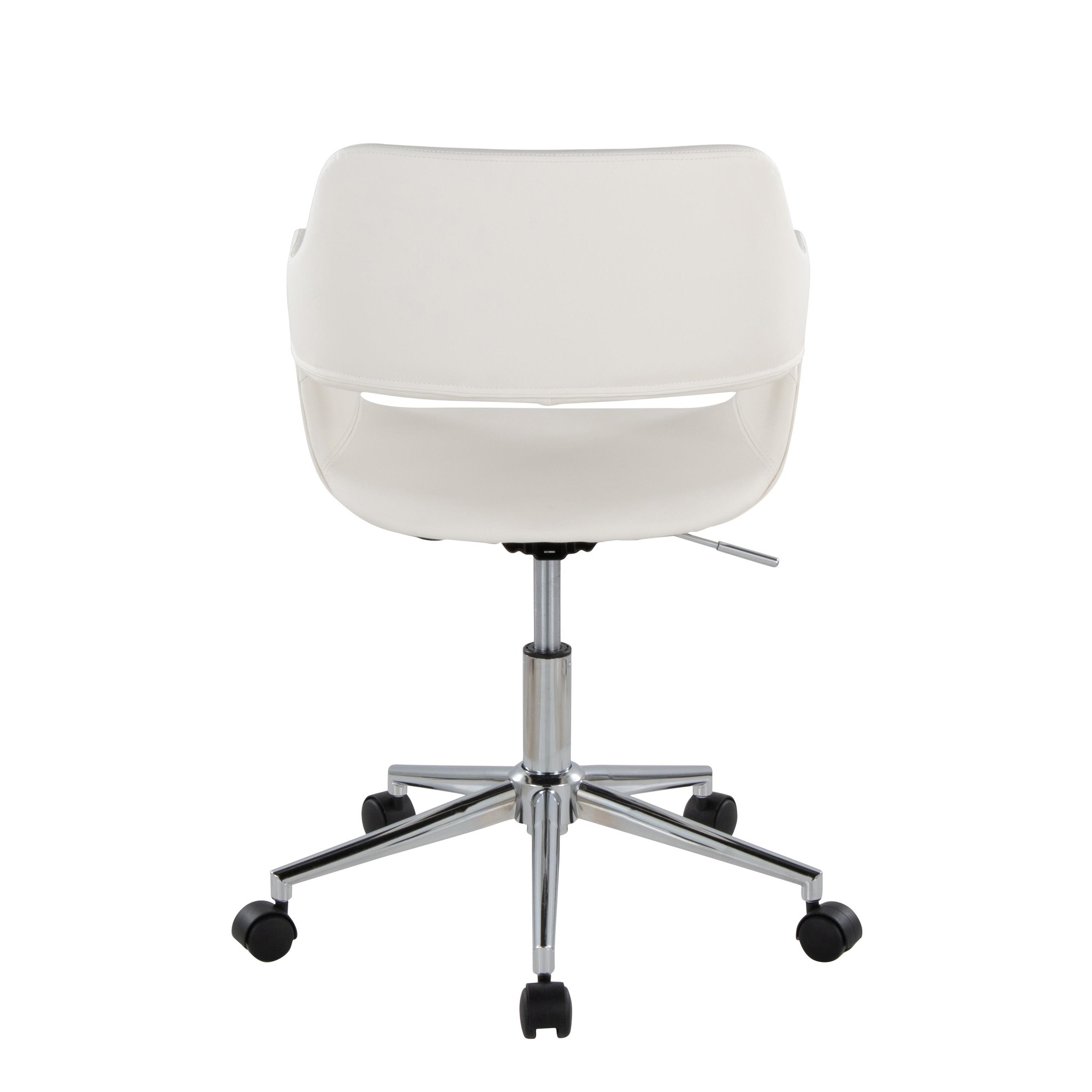 Margarite White Faux Leather Contemporary Task Chair Chrome 5 Margarite White Faux Leather Contemporary Task Chair Chrome - Image 5