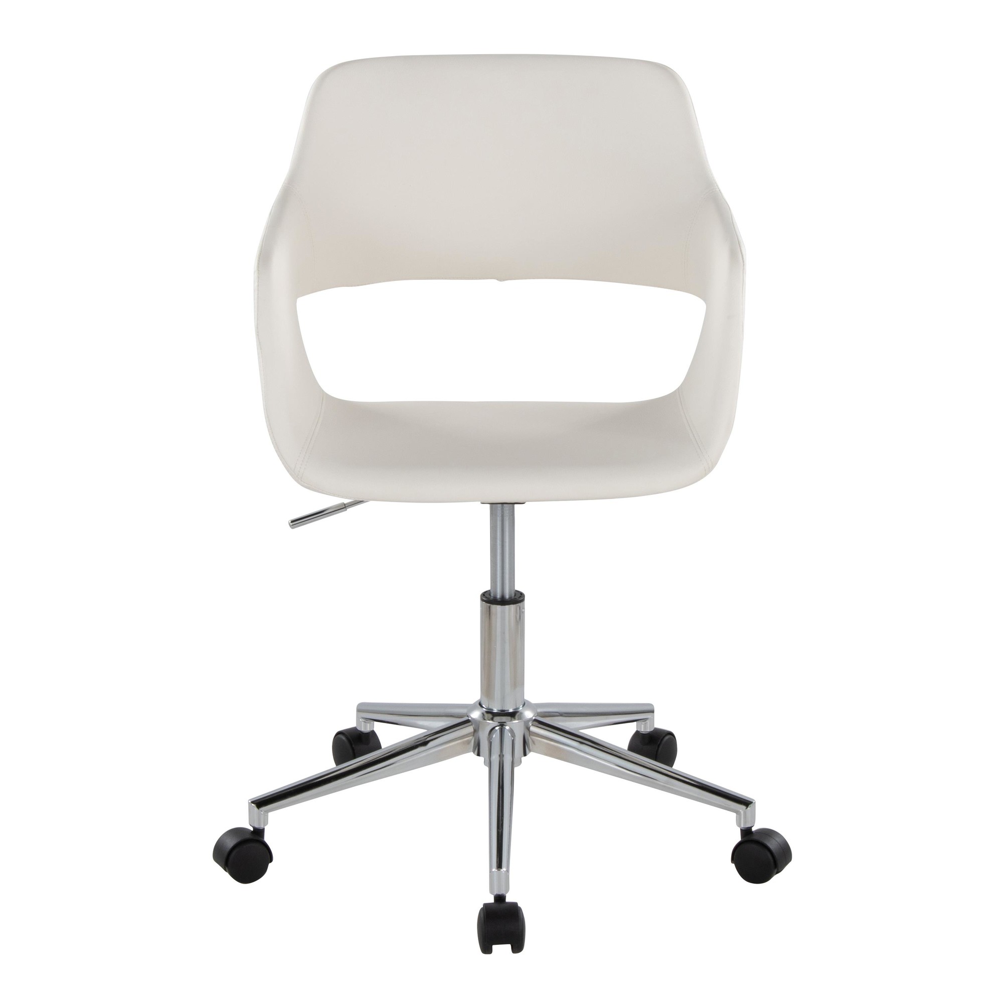 Margarite White Faux Leather Contemporary Task Chair Chrome 6 Margarite White Faux Leather Contemporary Task Chair Chrome - Image 6