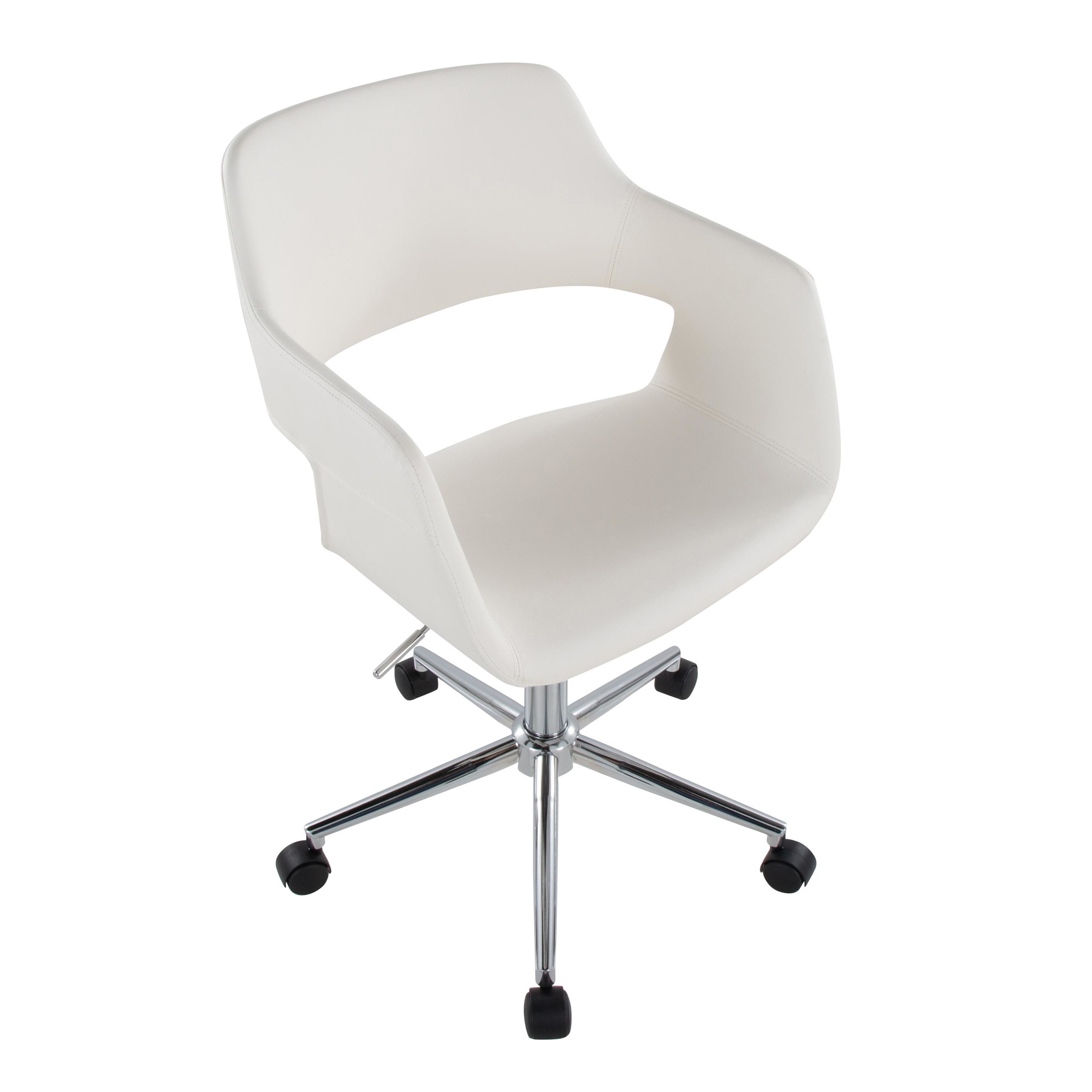 Margarite White Faux Leather Contemporary Task Chair Chrome 7 Margarite White Faux Leather Contemporary Task Chair Chrome - Image 7