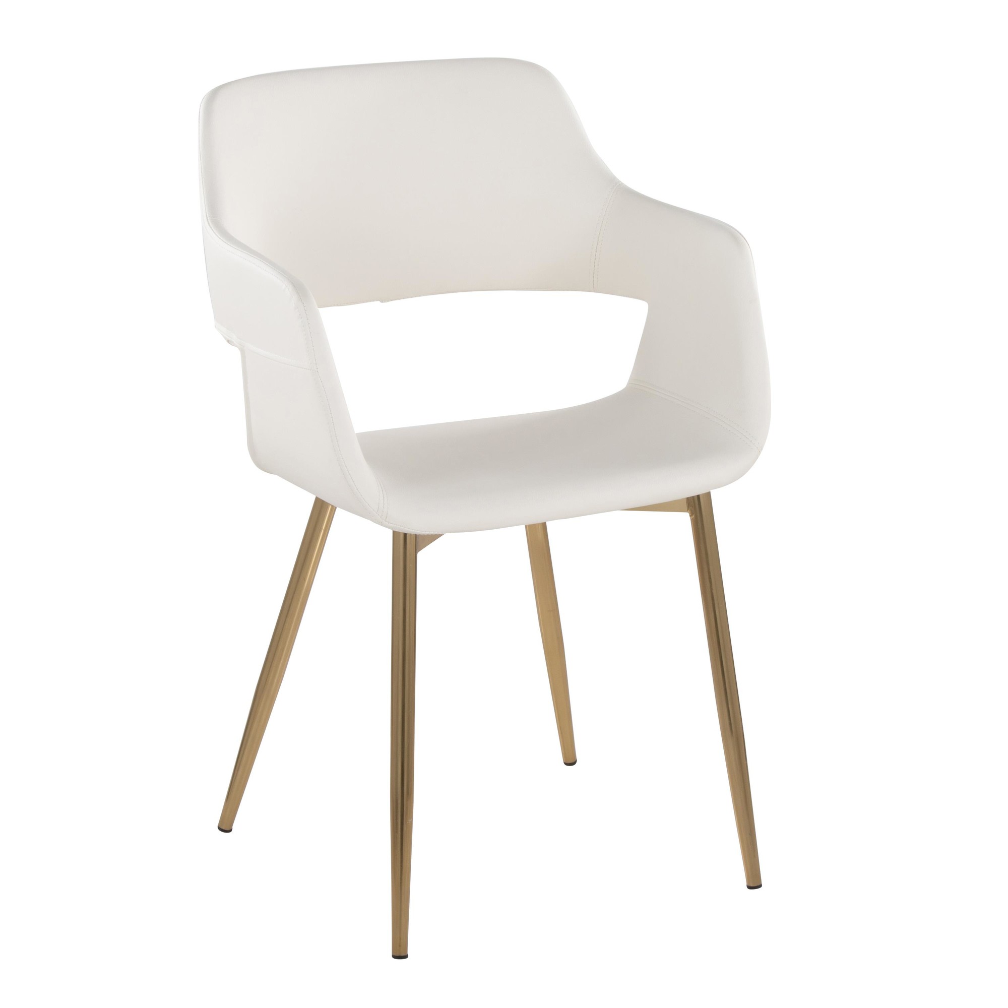 Margarite White Faux Leather Gold Contemporary Dining Chairs (Set of 2) 4 Margarite White Faux Leather Gold Contemporary Dining Chairs (Set of 2) - Image 4