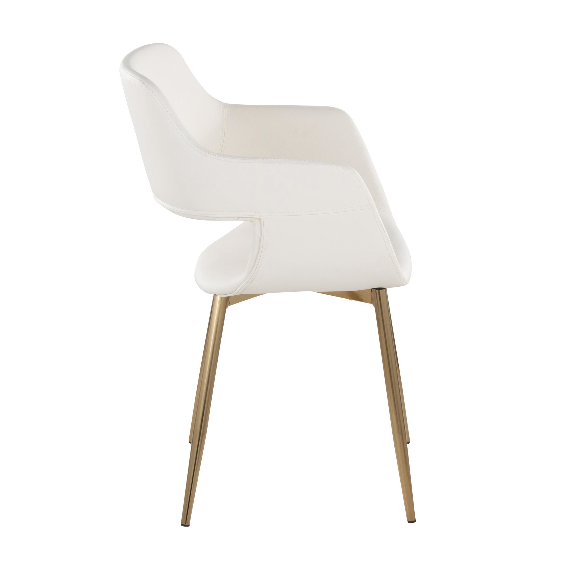 Margarite White Faux Leather Gold Contemporary Dining Chairs (Set of 2) 5 Margarite White Faux Leather Gold Contemporary Dining Chairs (Set of 2) - Image 5