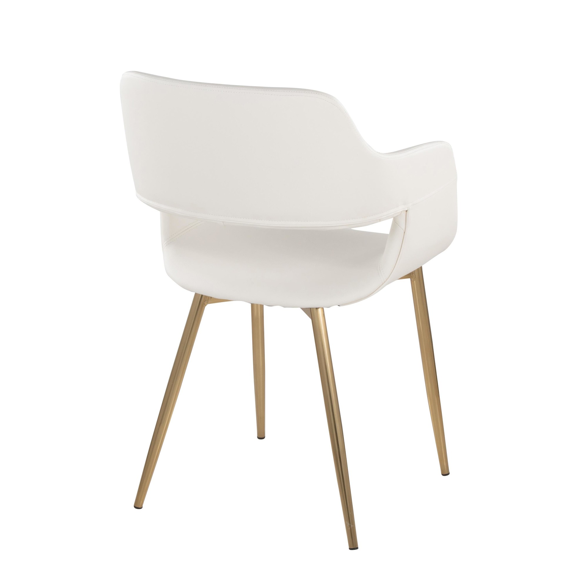 Margarite White Faux Leather Gold Contemporary Dining Chairs (Set of 2) 6 Margarite White Faux Leather Gold Contemporary Dining Chairs (Set of 2) - Image 6