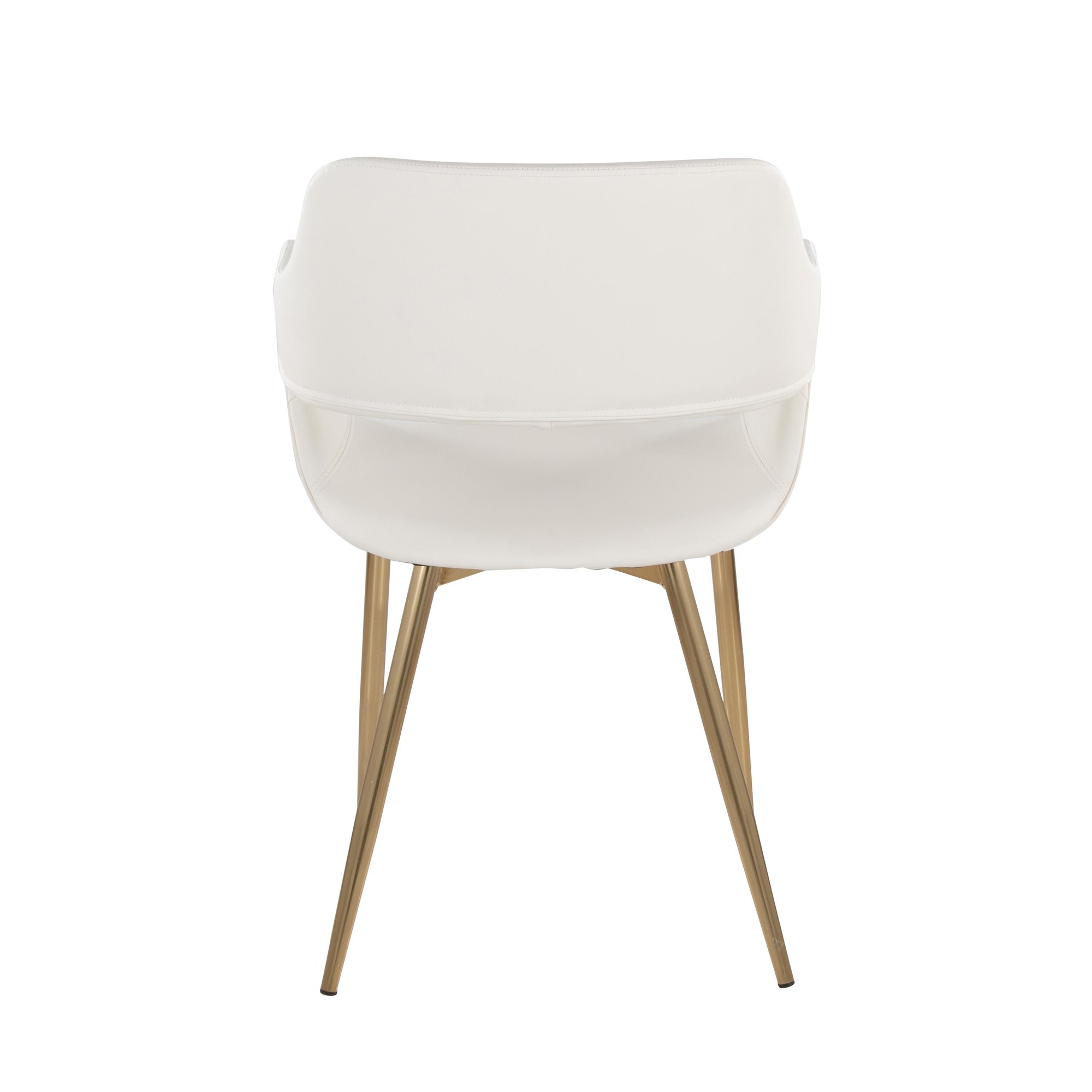 Margarite White Faux Leather Gold Contemporary Dining Chairs (Set of 2) 7 Margarite White Faux Leather Gold Contemporary Dining Chairs (Set of 2) - Image 7