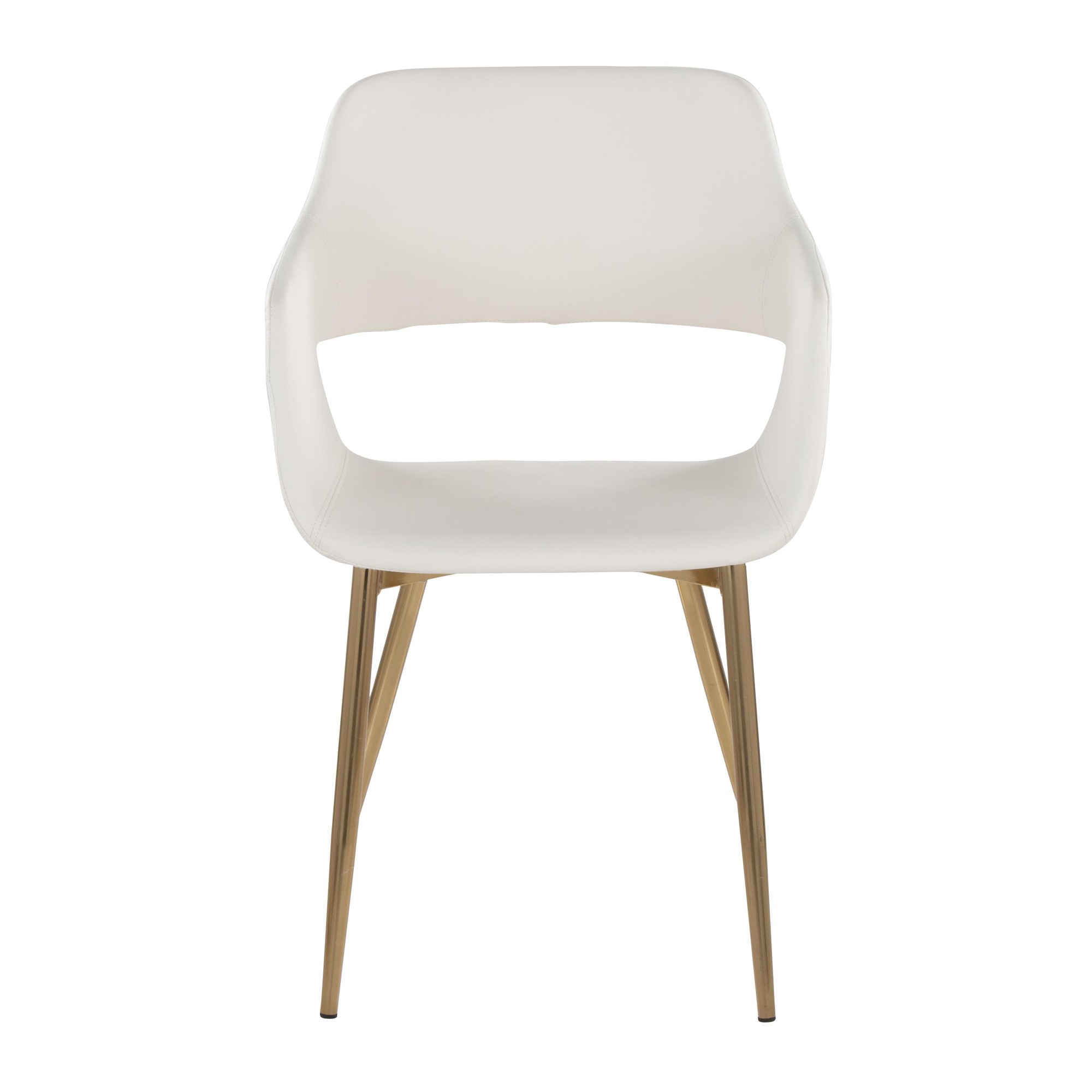 Margarite White Faux Leather Gold Contemporary Dining Chairs (Set of 2) 8 Margarite White Faux Leather Gold Contemporary Dining Chairs (Set of 2) - Image 8