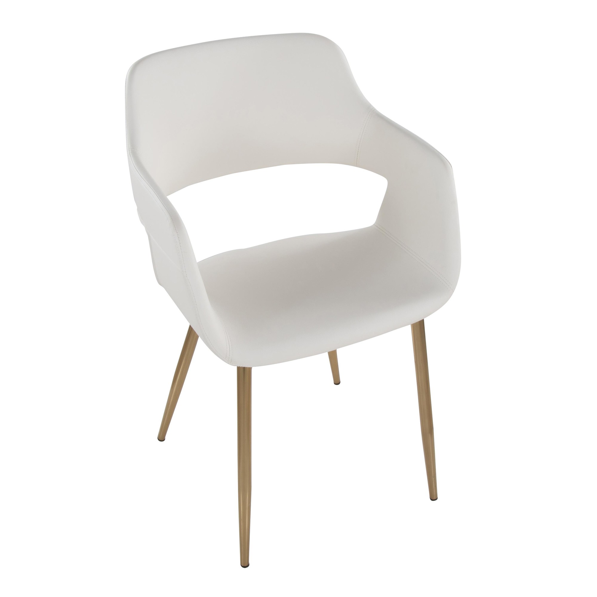 Margarite White Faux Leather Gold Contemporary Dining Chairs (Set of 2) 9 Margarite White Faux Leather Gold Contemporary Dining Chairs (Set of 2) - Image 9