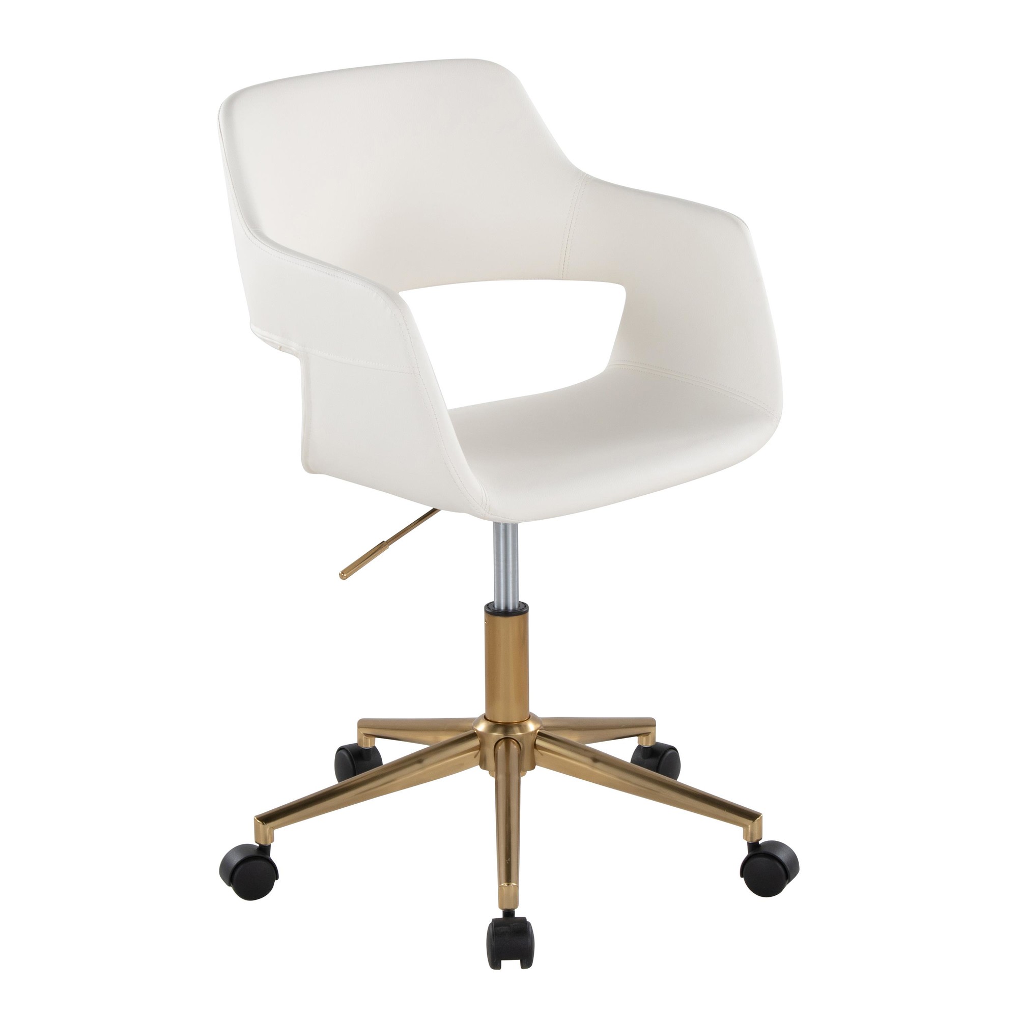 Margarite White Faux Leather Gold Contemporary Task Chair 2 Margarite White Faux Leather Gold Contemporary Task Chair - Image 2
