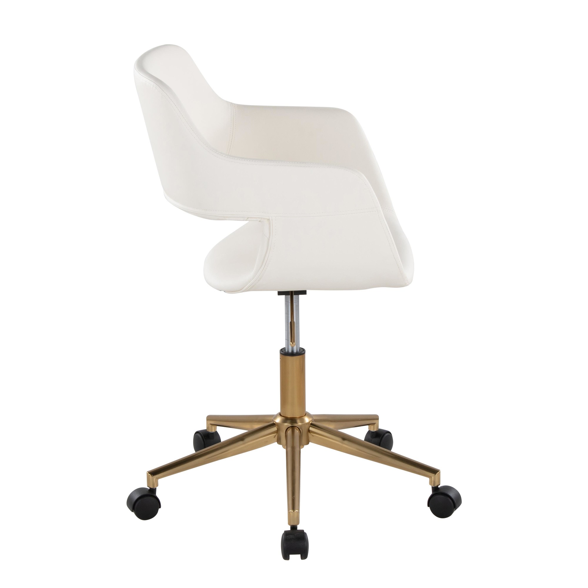 Margarite White Faux Leather Gold Contemporary Task Chair 3 Margarite White Faux Leather Gold Contemporary Task Chair - Image 3