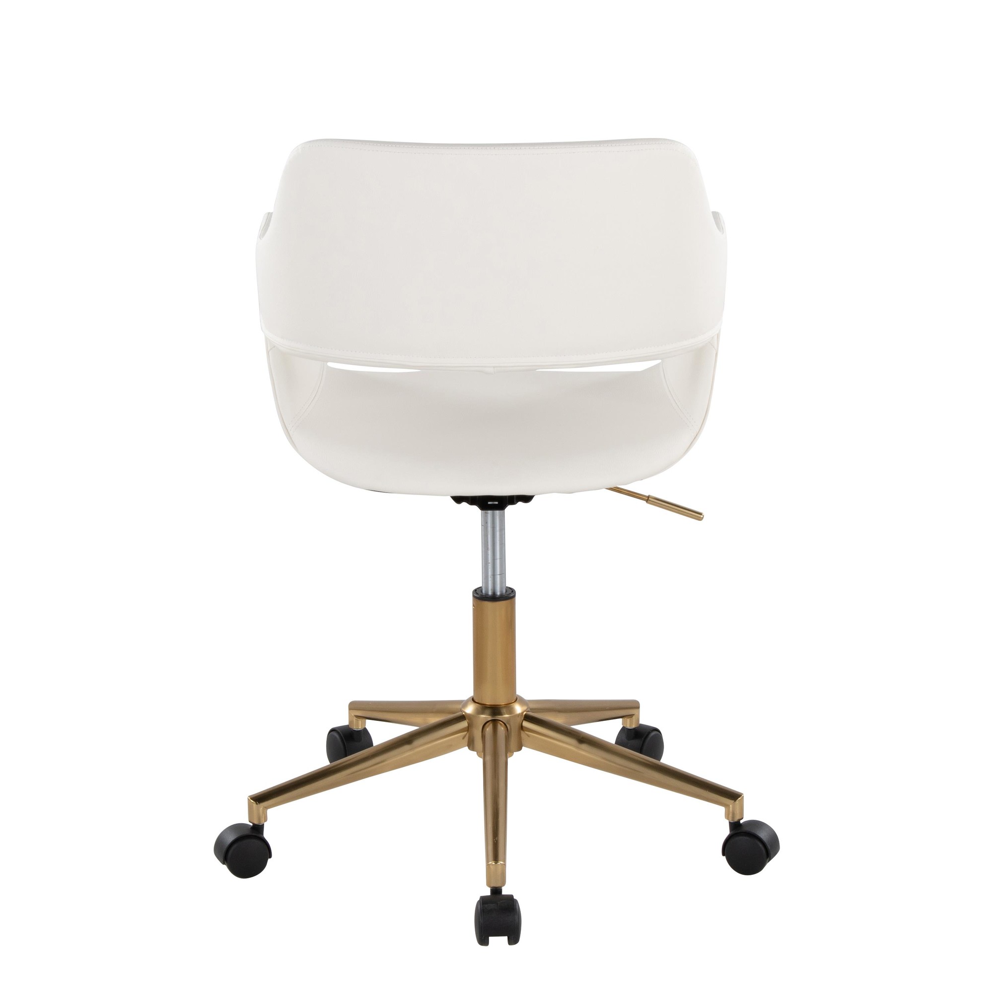 Margarite White Faux Leather Gold Contemporary Task Chair 5 Margarite White Faux Leather Gold Contemporary Task Chair - Image 5