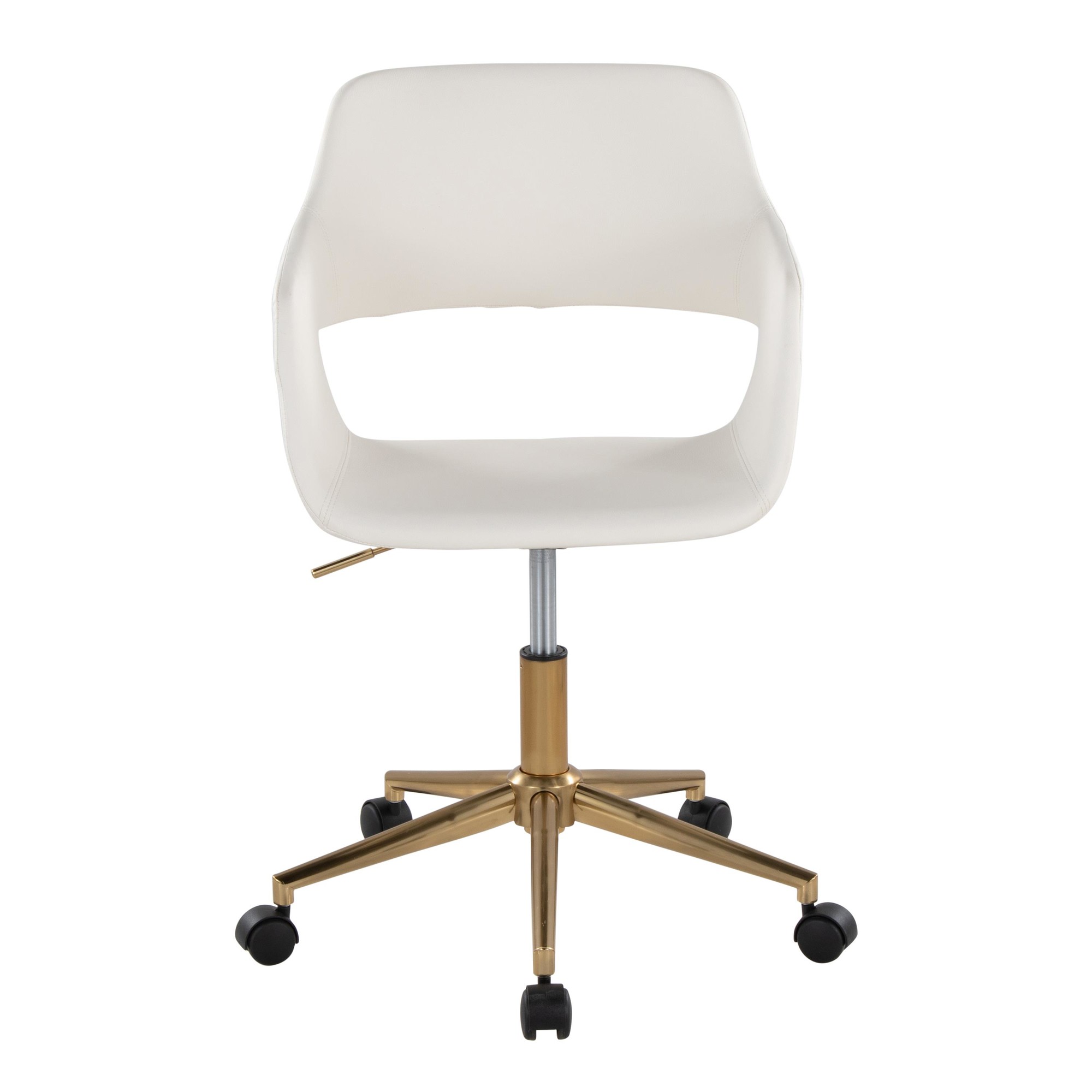 Margarite White Faux Leather Gold Contemporary Task Chair 6 Margarite White Faux Leather Gold Contemporary Task Chair - Image 6