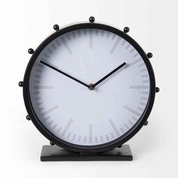 Marian 11.0L x 3.1W x 11.0H Black Studded Round Table Clock 5
