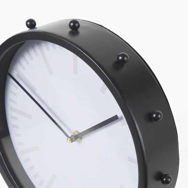 Marian 11.0L x 3.1W x 11.0H Black Studded Round Table Clock 9