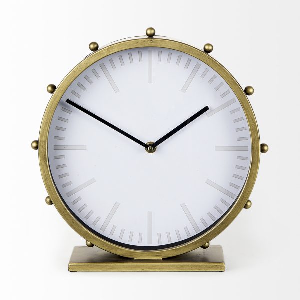 Marian 11.0L x 3.1W x 11.0H Gold Metal WStuds Round Table Clock 3