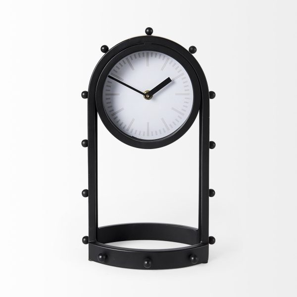 Marian 7.5L x 5.7W x 13.0H Black Studded Table Clock 3